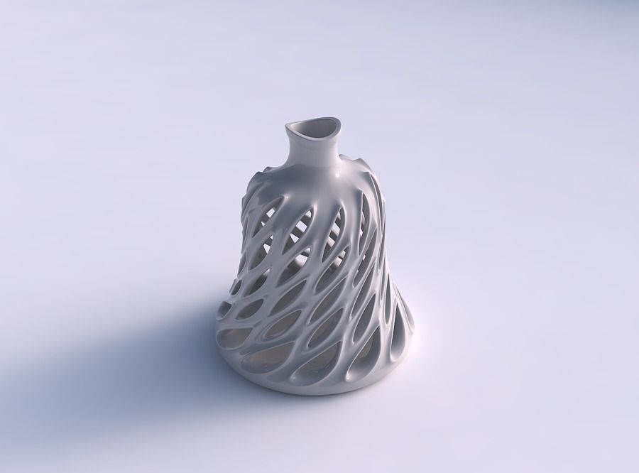 Vase tapered twisted with smooth cuts, extruded edges and hig... 3D print model_0