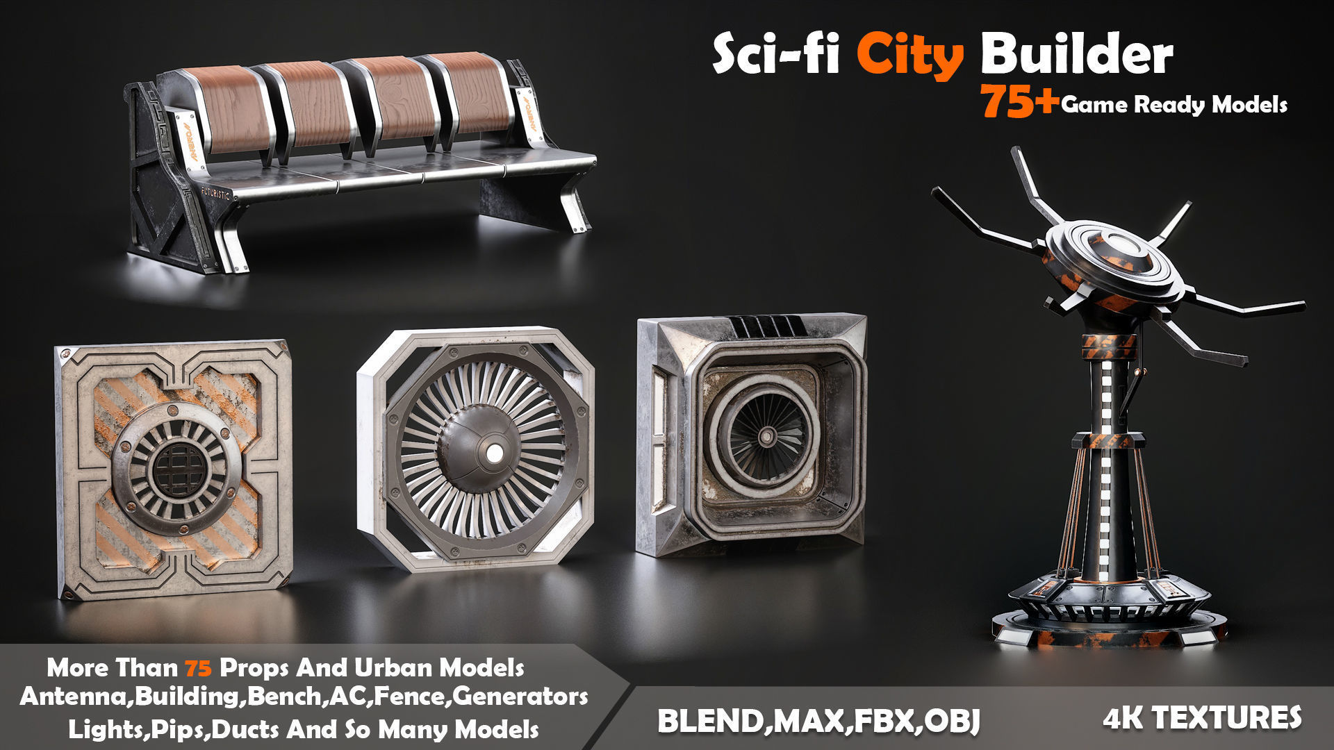 Sci-fi City Builder Low-poly 3D model_3