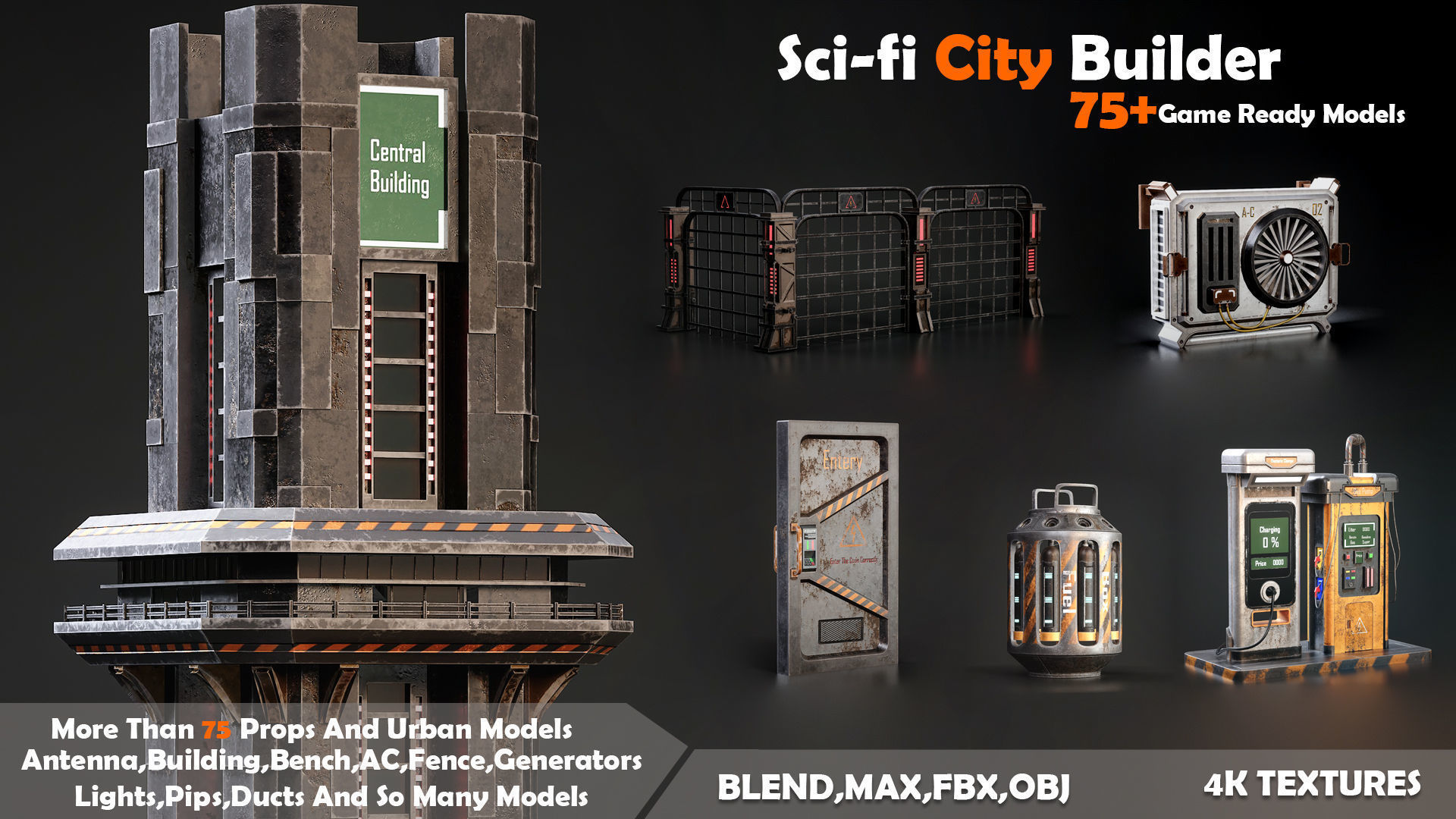 Sci-fi City Builder Low-poly 3D model_2