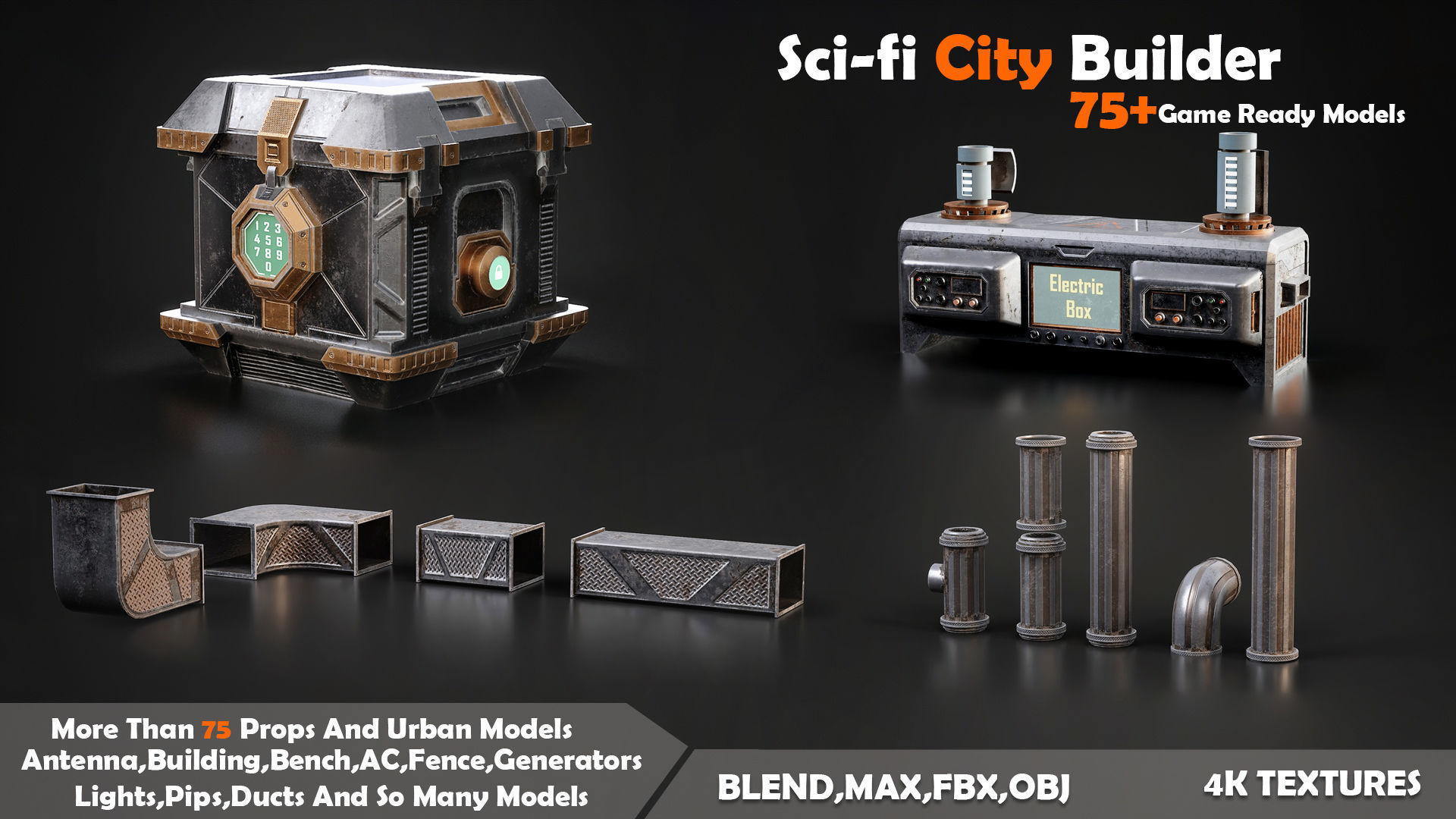 Sci-fi City Builder Low-poly 3D model_4