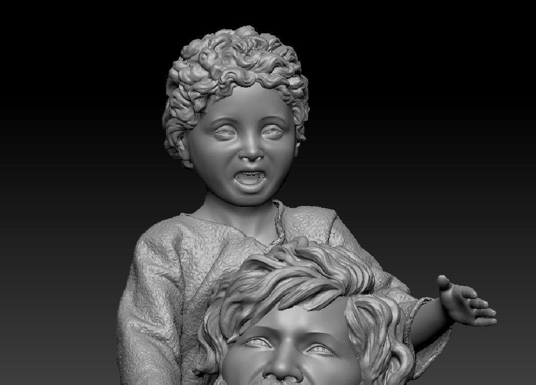 A father taking a walk with his child on his shoulders printable 3D print model_4