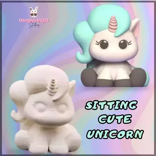 Sitting Cute Unicorn 3D print model