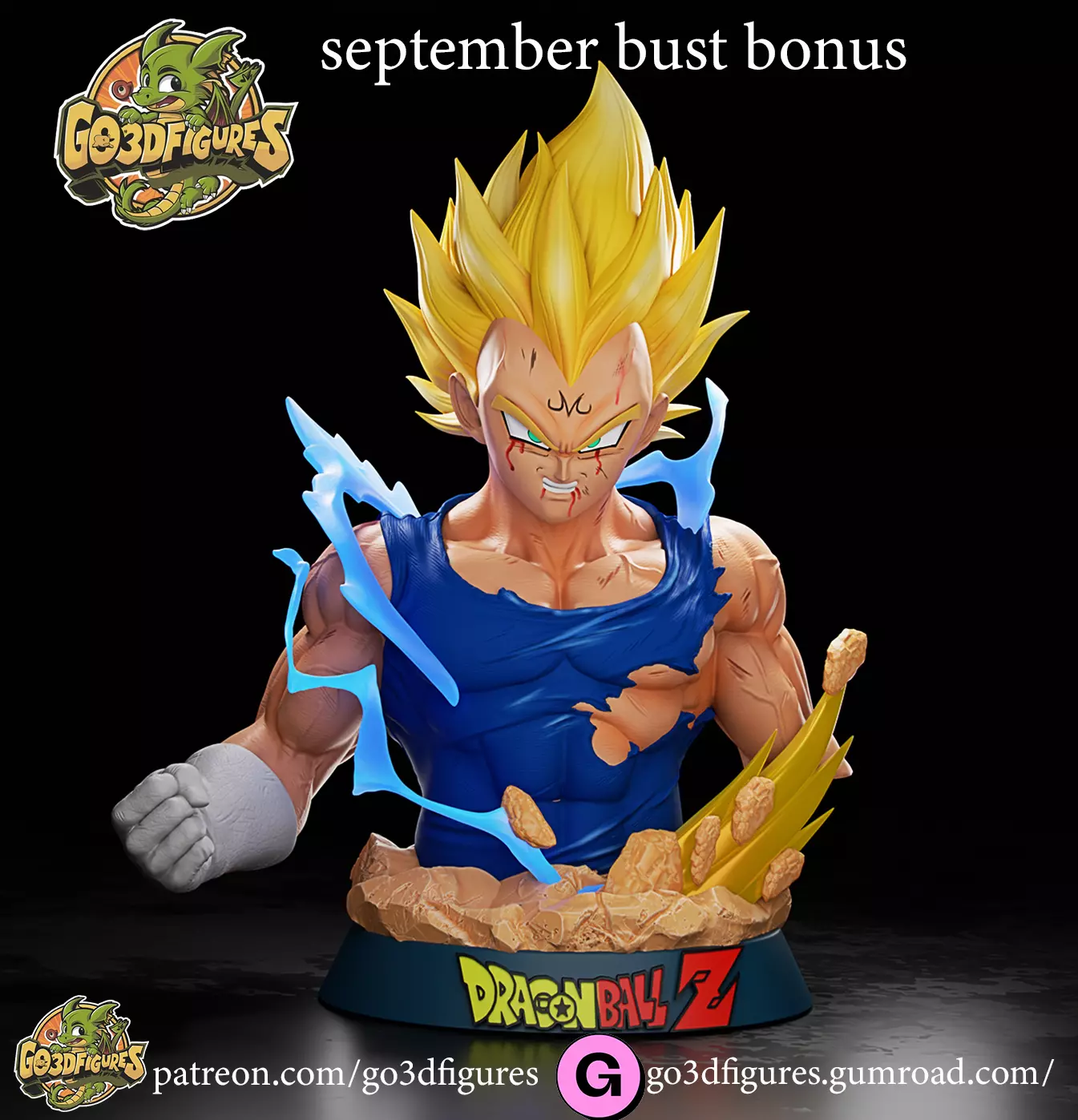 vegeta bust 3D print model_0