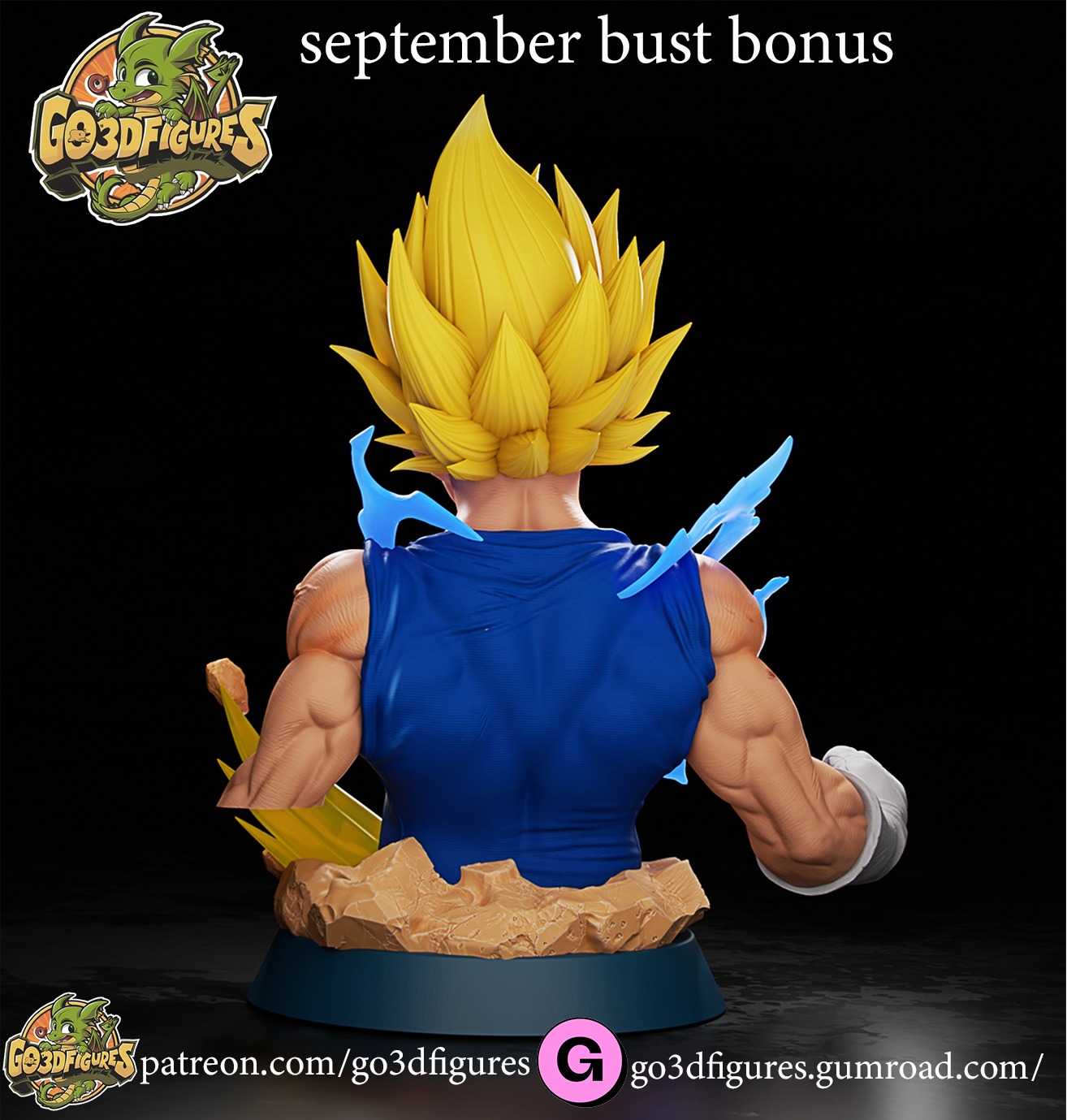 vegeta bust 3D print model_2