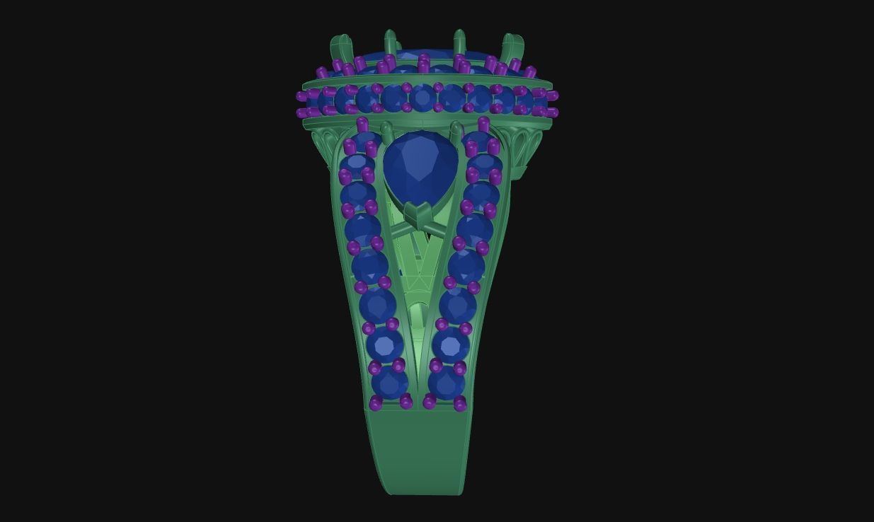 Ladies Ring - Marquise and Pear Diamond 3D print model_8