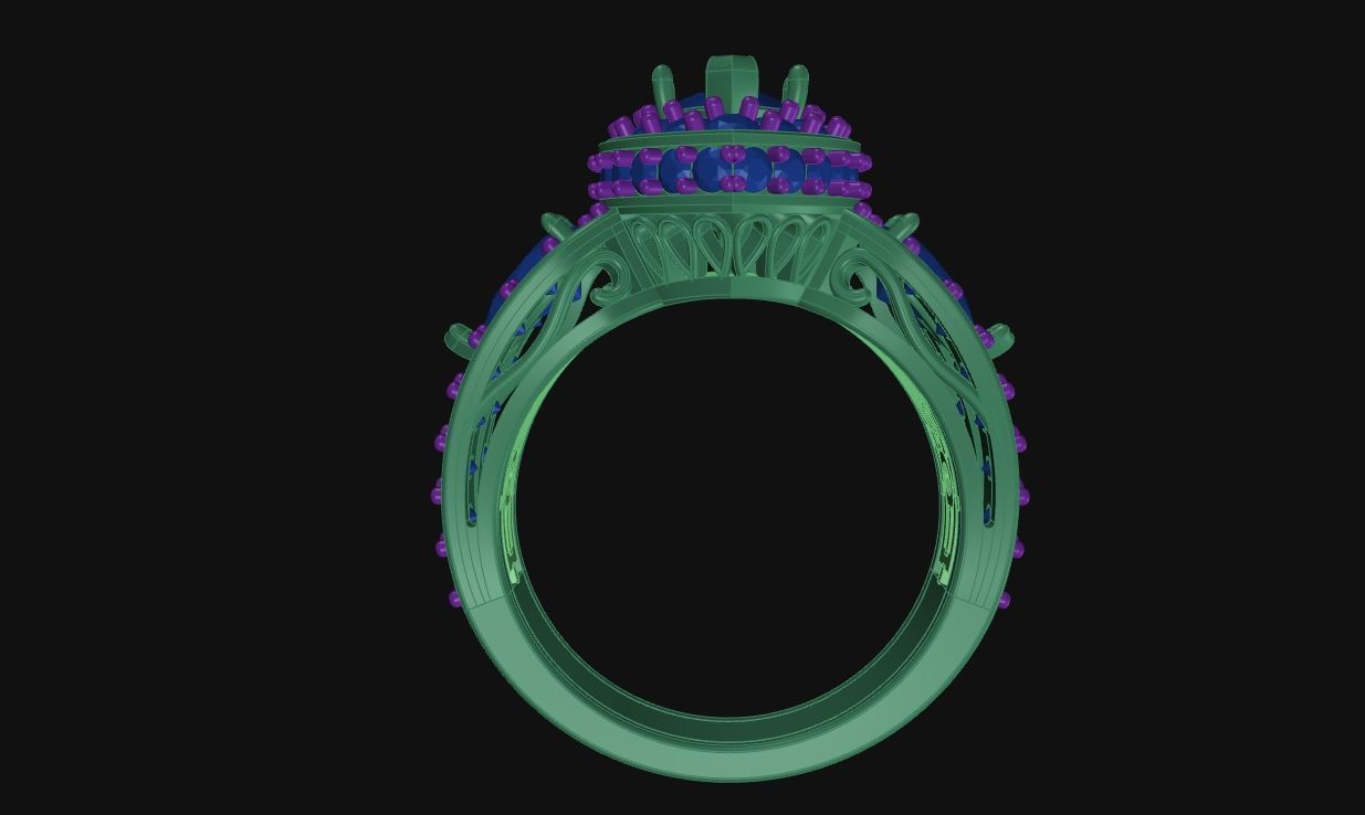 Ladies Ring - Marquise and Pear Diamond 3D print model_6