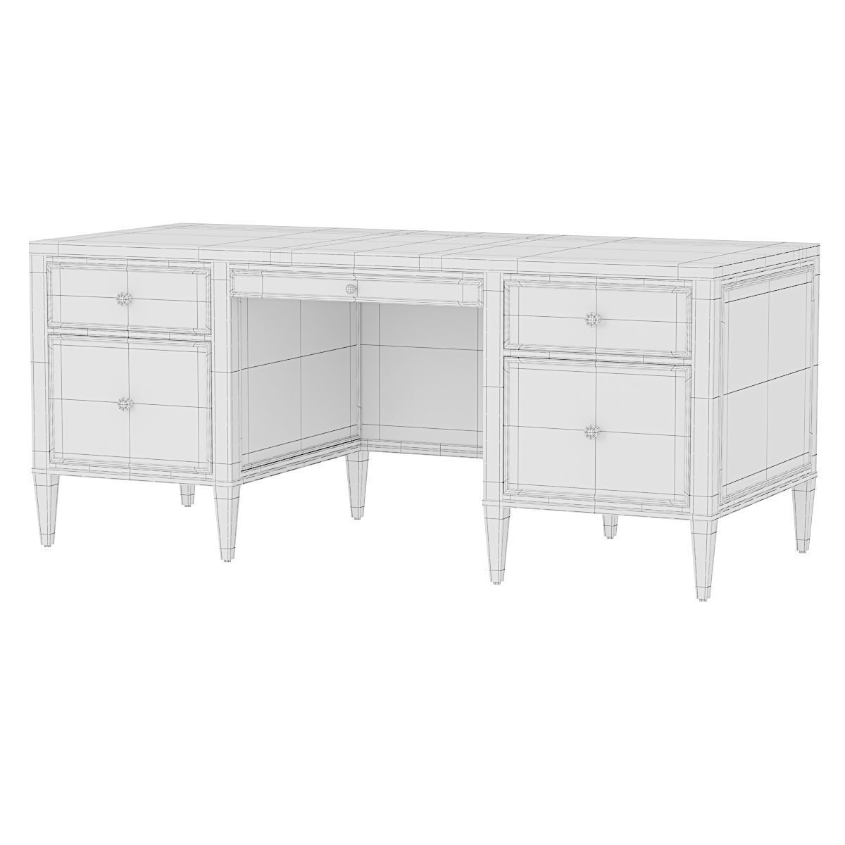 Pearson Executive Desk Low-poly 3D model_4