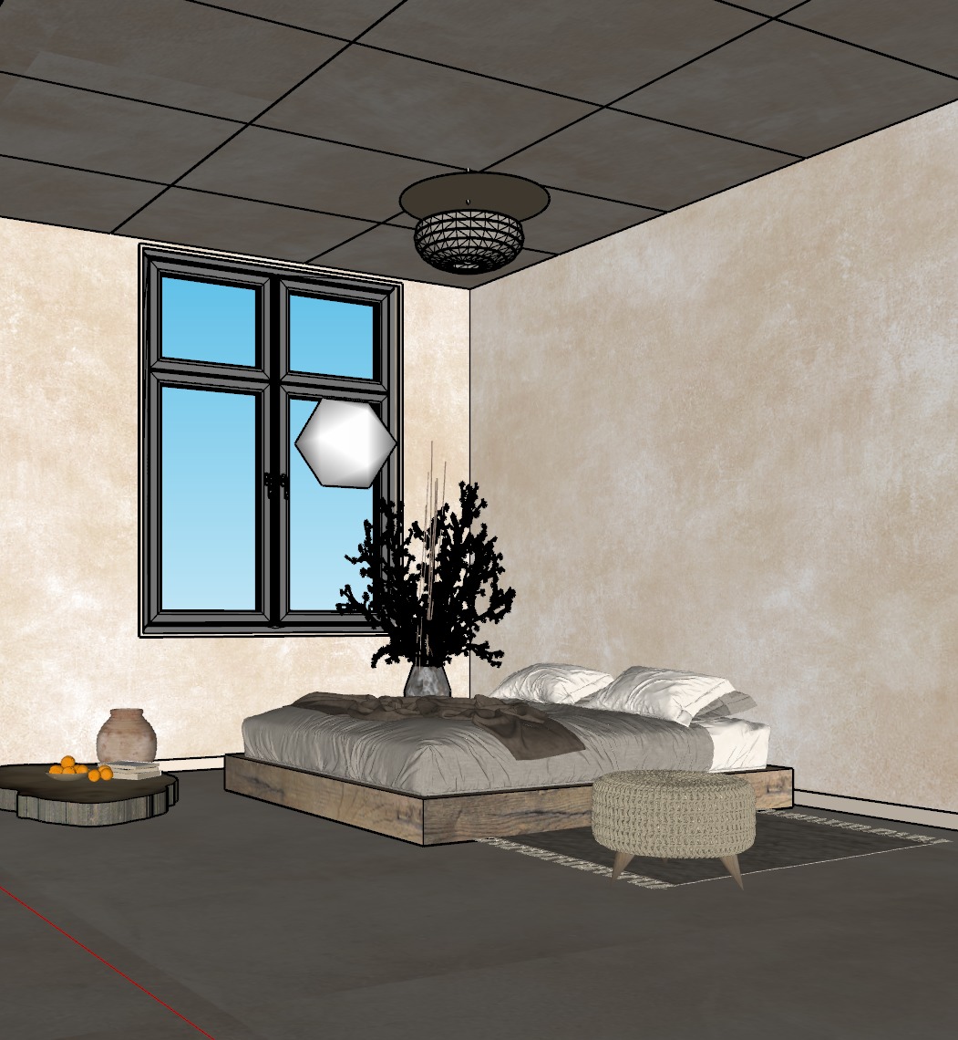 Wabi Sabi Bedroom 1 Low-poly 3D model_1