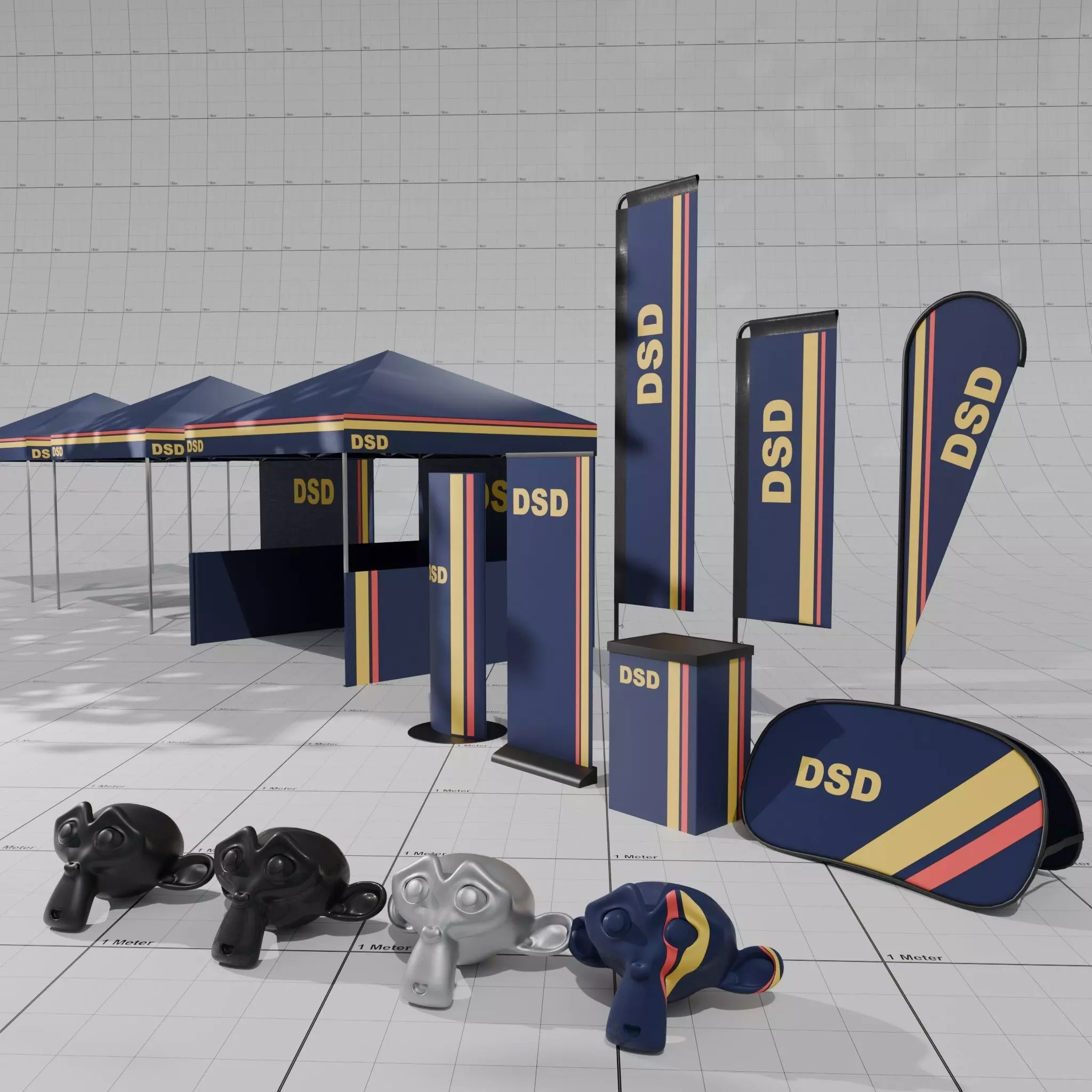 gazebo flag feather popup a-frame pull-up banner for events 3D model
