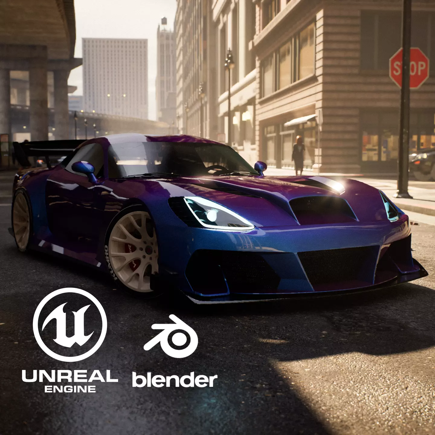 Dodge Viper SRT MONSTER Unreal Engine Ready Low Poly Model Low-poly 3D model