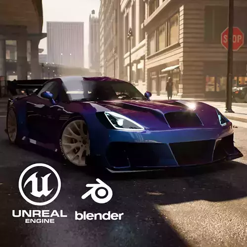 Dodge Viper SRT MONSTER Unreal Engine Ready Low Poly Model Low-poly 3D model