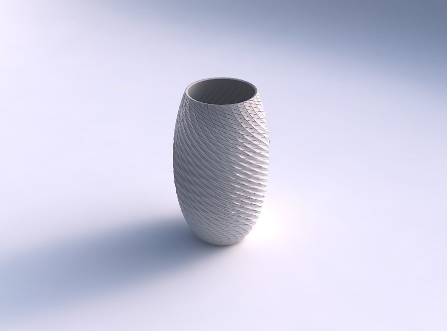 Vase twisted with twisted diagonal grid plates 3D print model_0