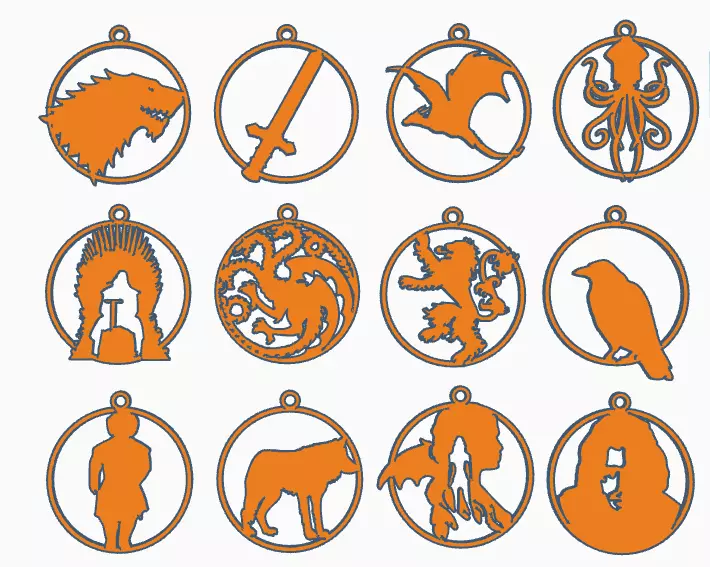 12 CHRISTMAS ORNAMENTS Game of Thrones - STL  3D print model_0