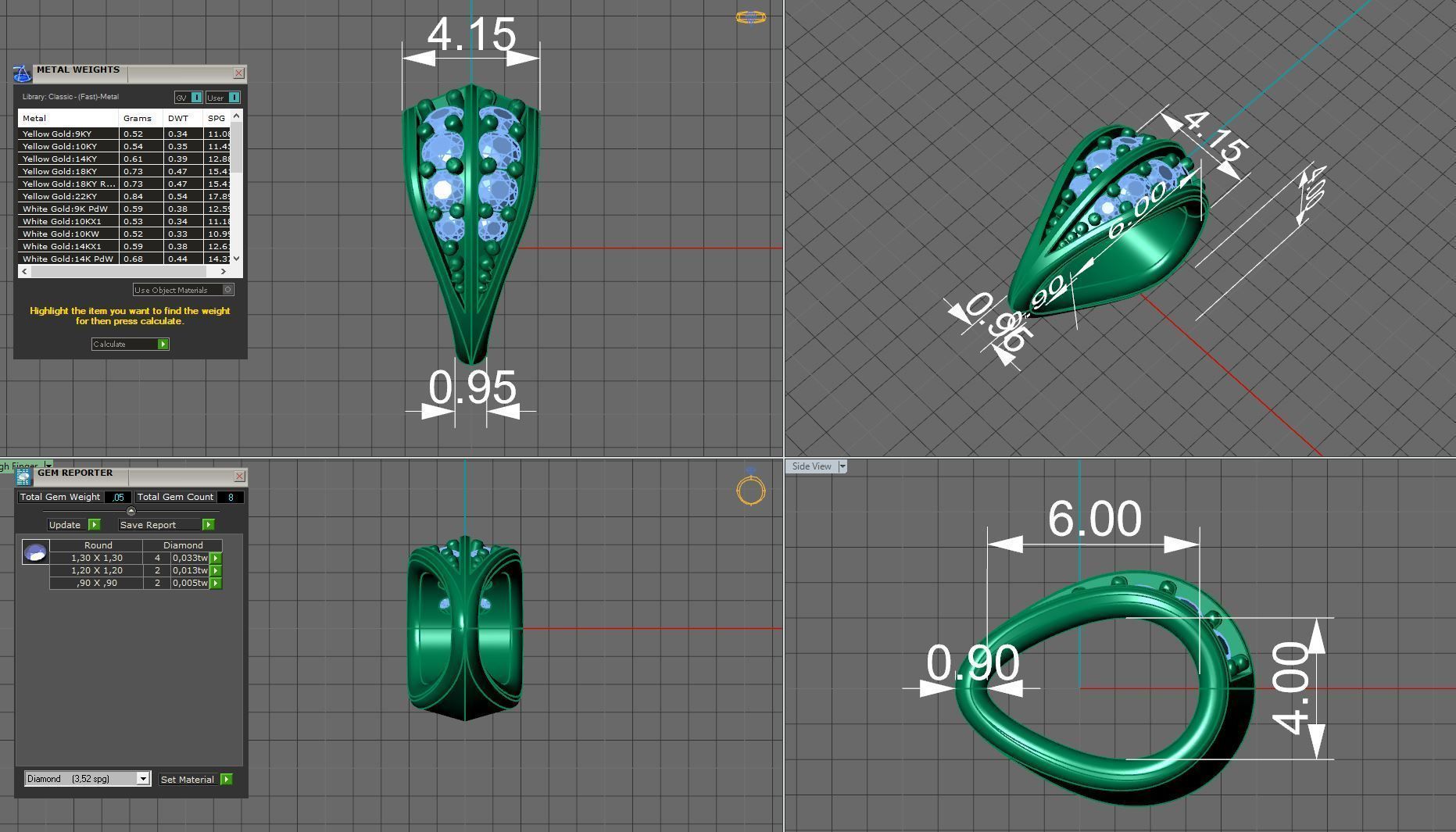 gold bail with diamond for pendant 3D print model_9