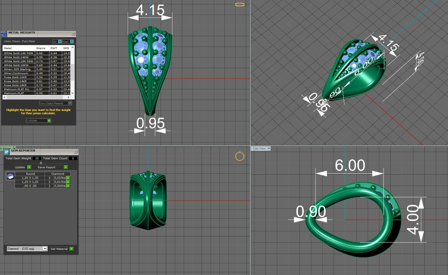 gold bail with diamond for pendant 3D print model_10