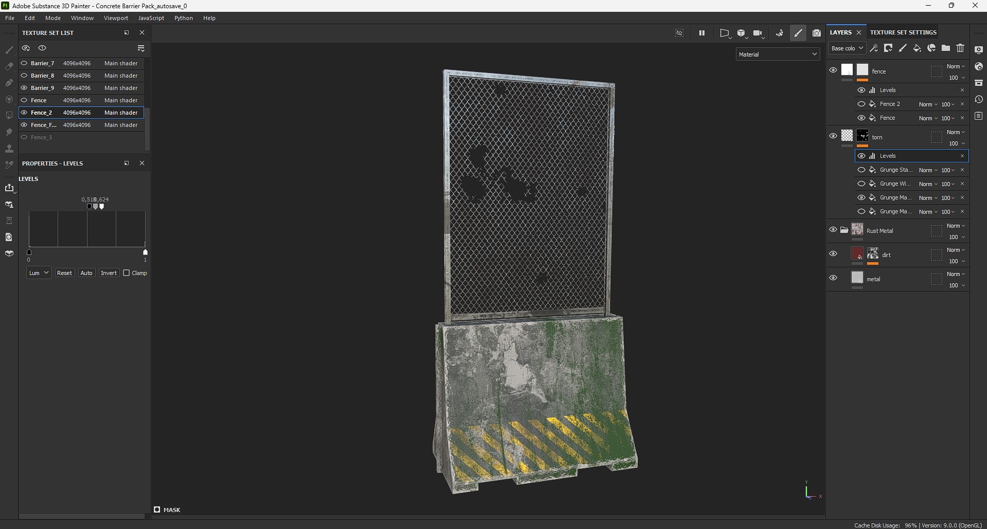 Dirty Concrete Street Barrier Collection Low-poly 3D model_41