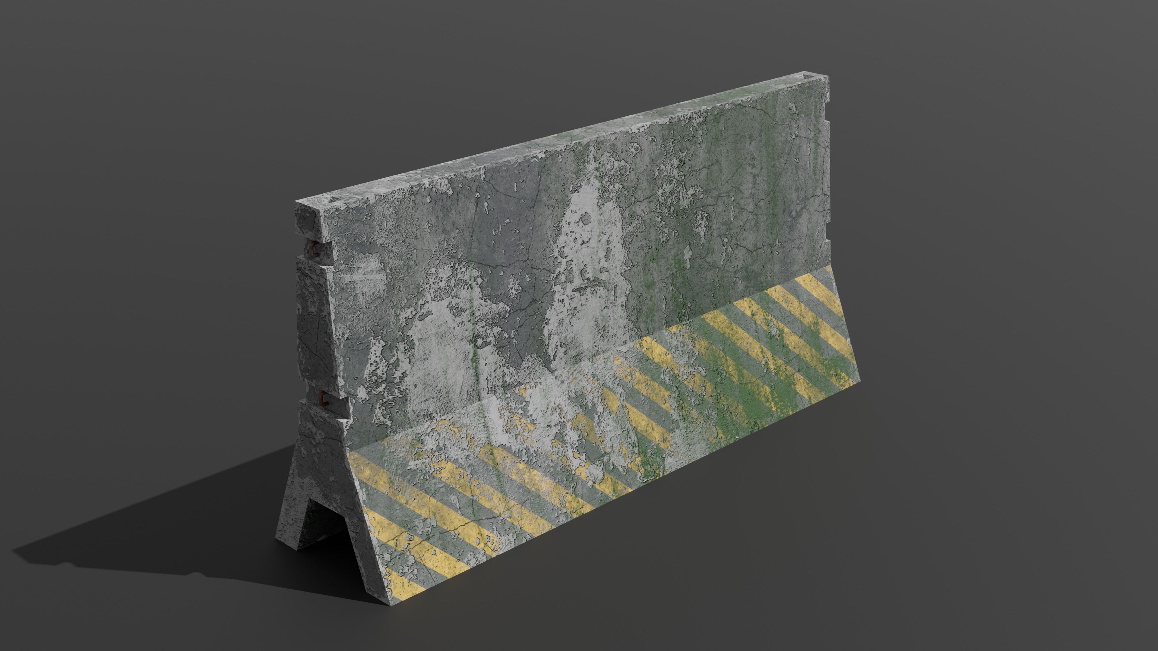 Dirty Concrete Street Barrier Collection Low-poly 3D model_4