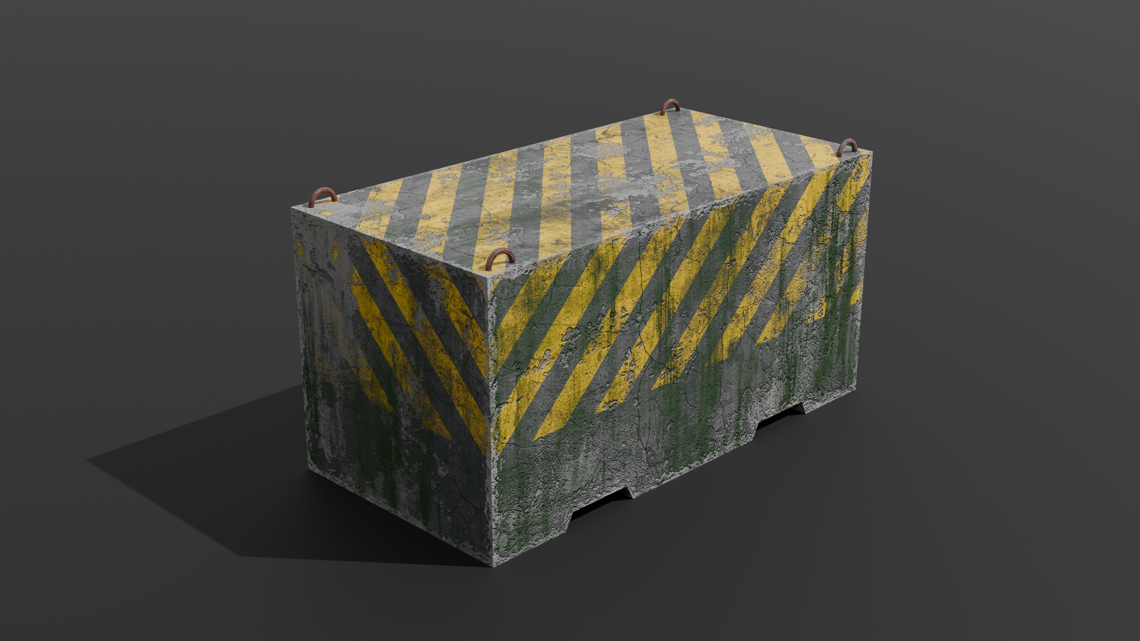 Dirty Concrete Street Barrier Collection Low-poly 3D model_20