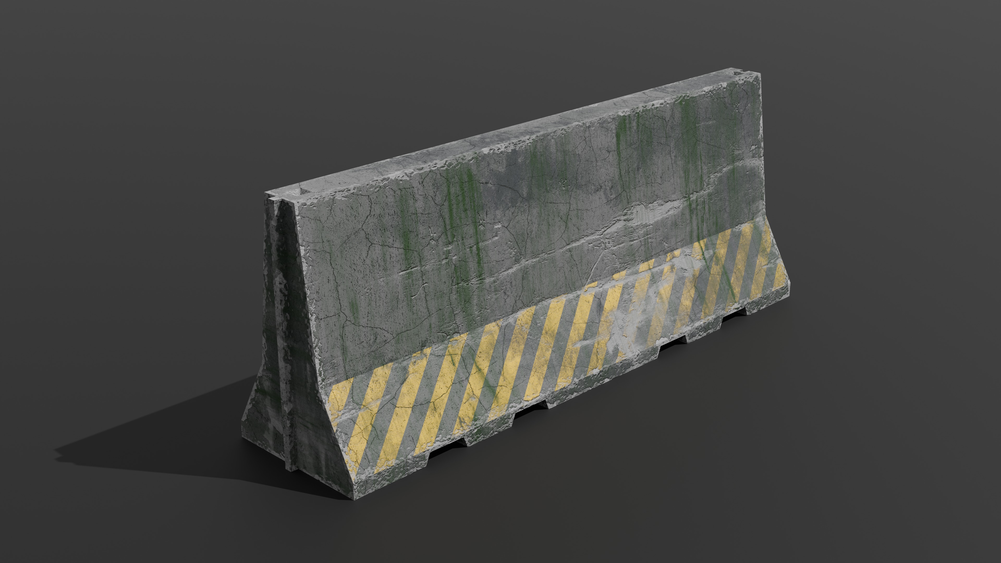 Dirty Concrete Street Barrier Collection Low-poly 3D model_22