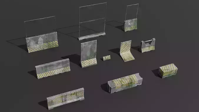 Dirty Concrete Street Barrier Collection