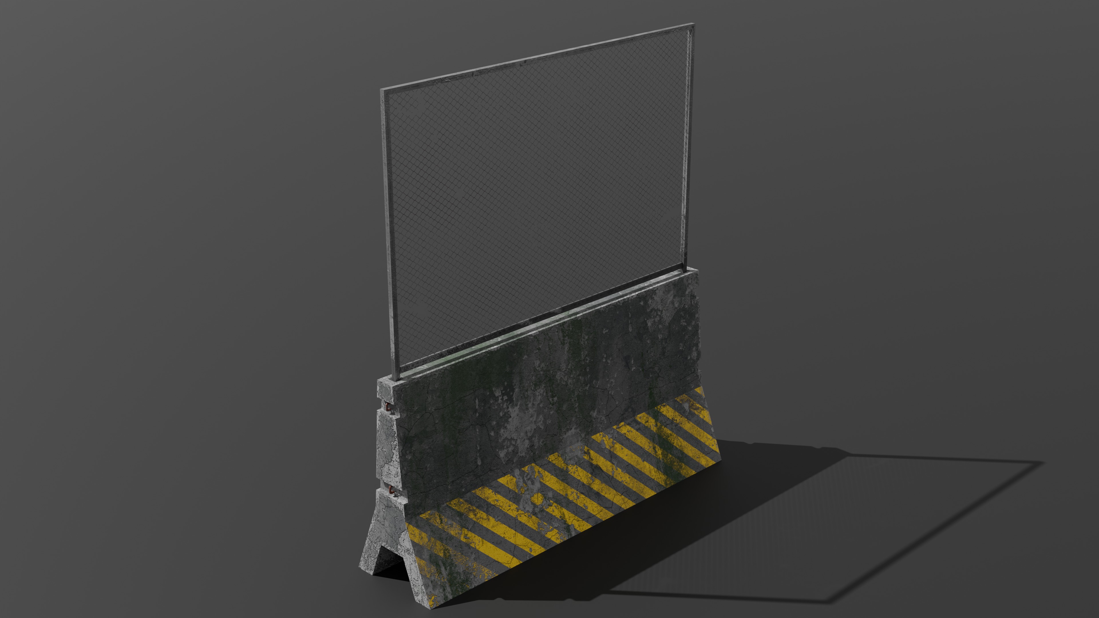 Dirty Concrete Street Barrier Collection Low-poly 3D model_6
