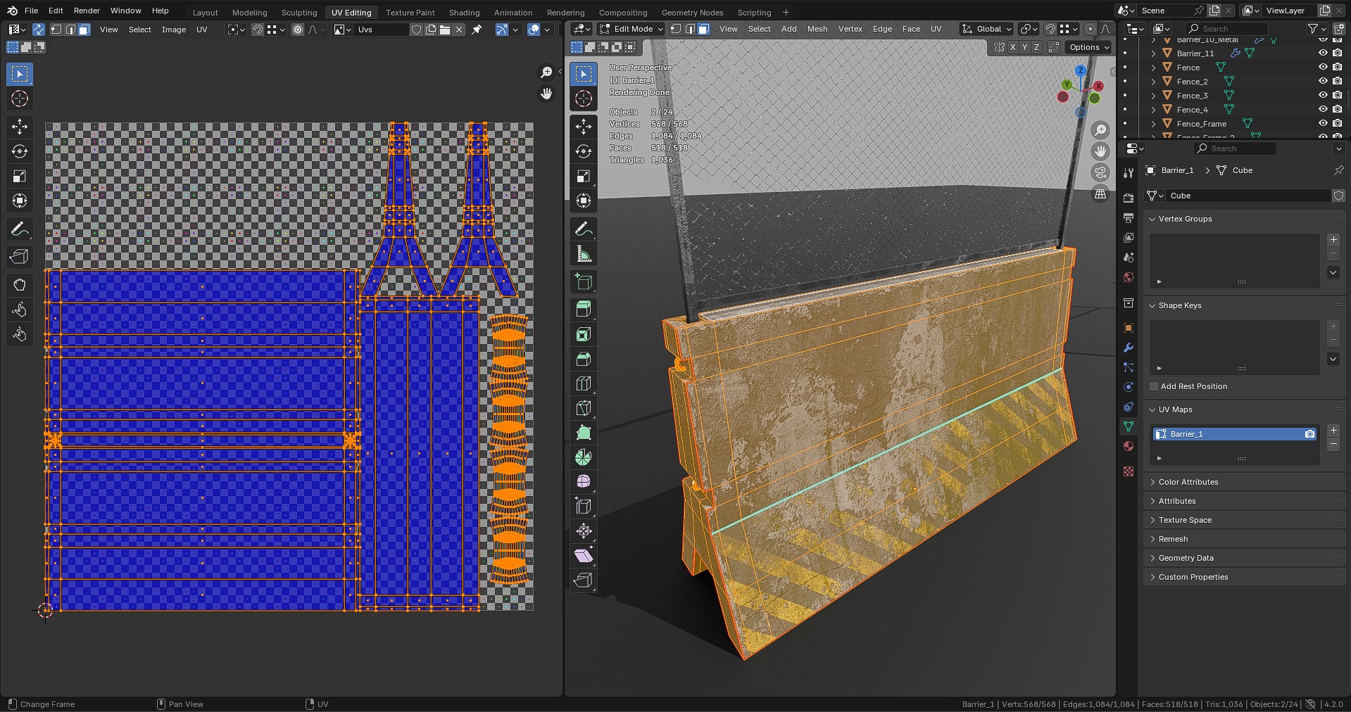 Dirty Concrete Street Barrier Collection Low-poly 3D model_35