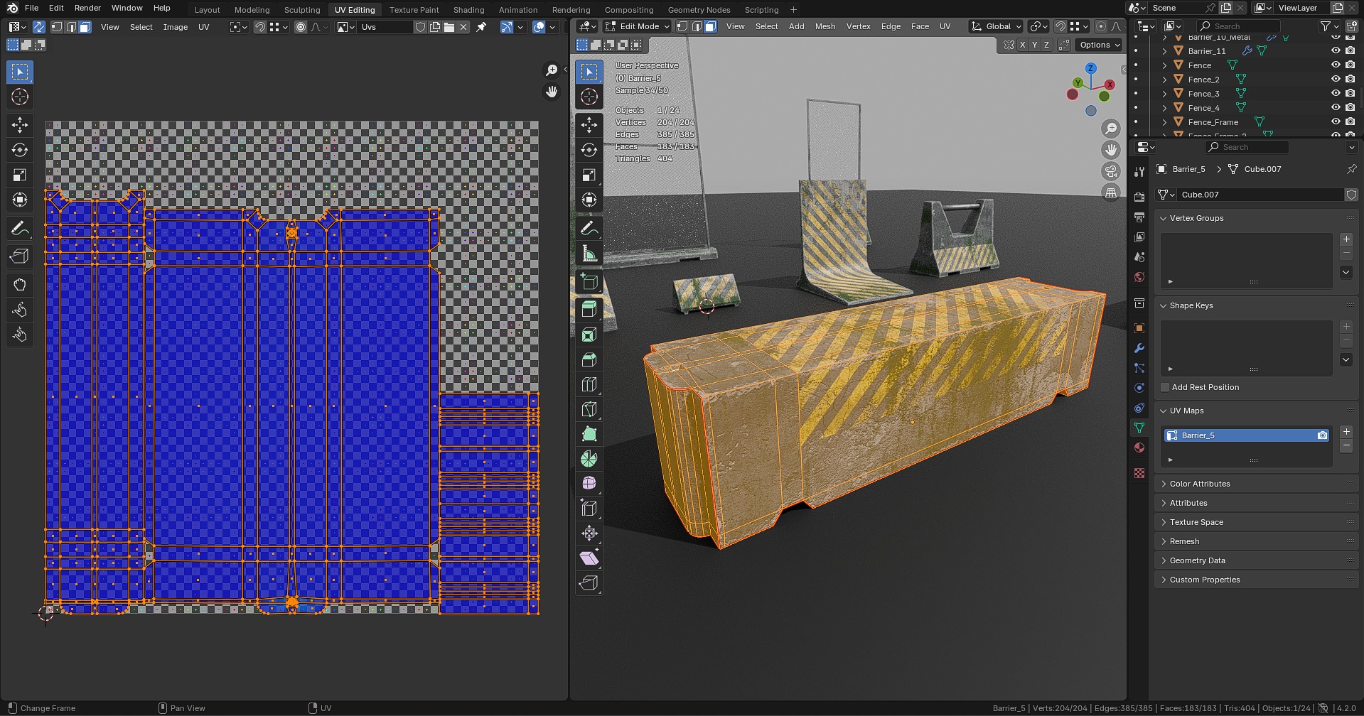 Dirty Concrete Street Barrier Collection Low-poly 3D model_37