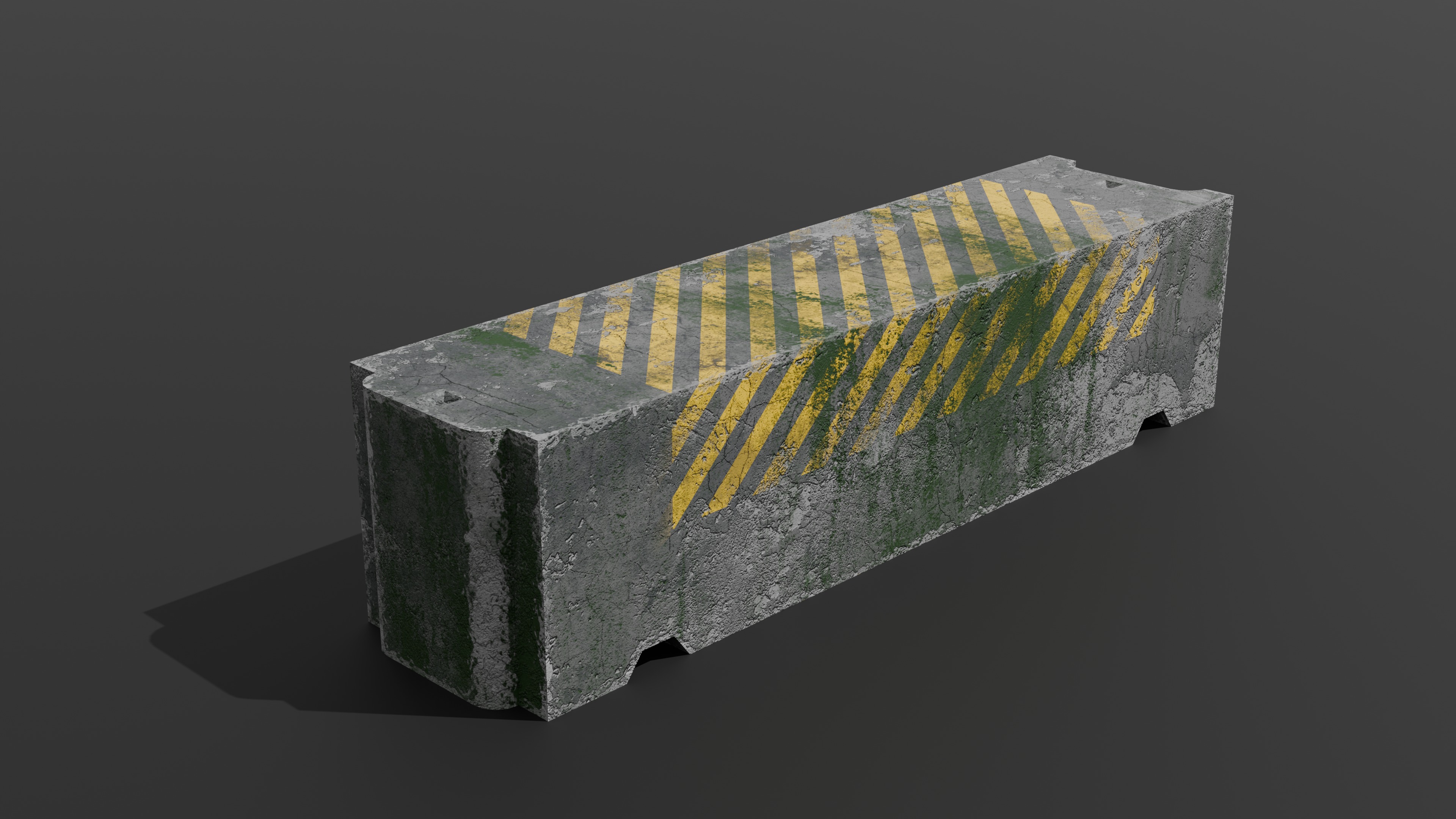 Dirty Concrete Street Barrier Collection Low-poly 3D model_16