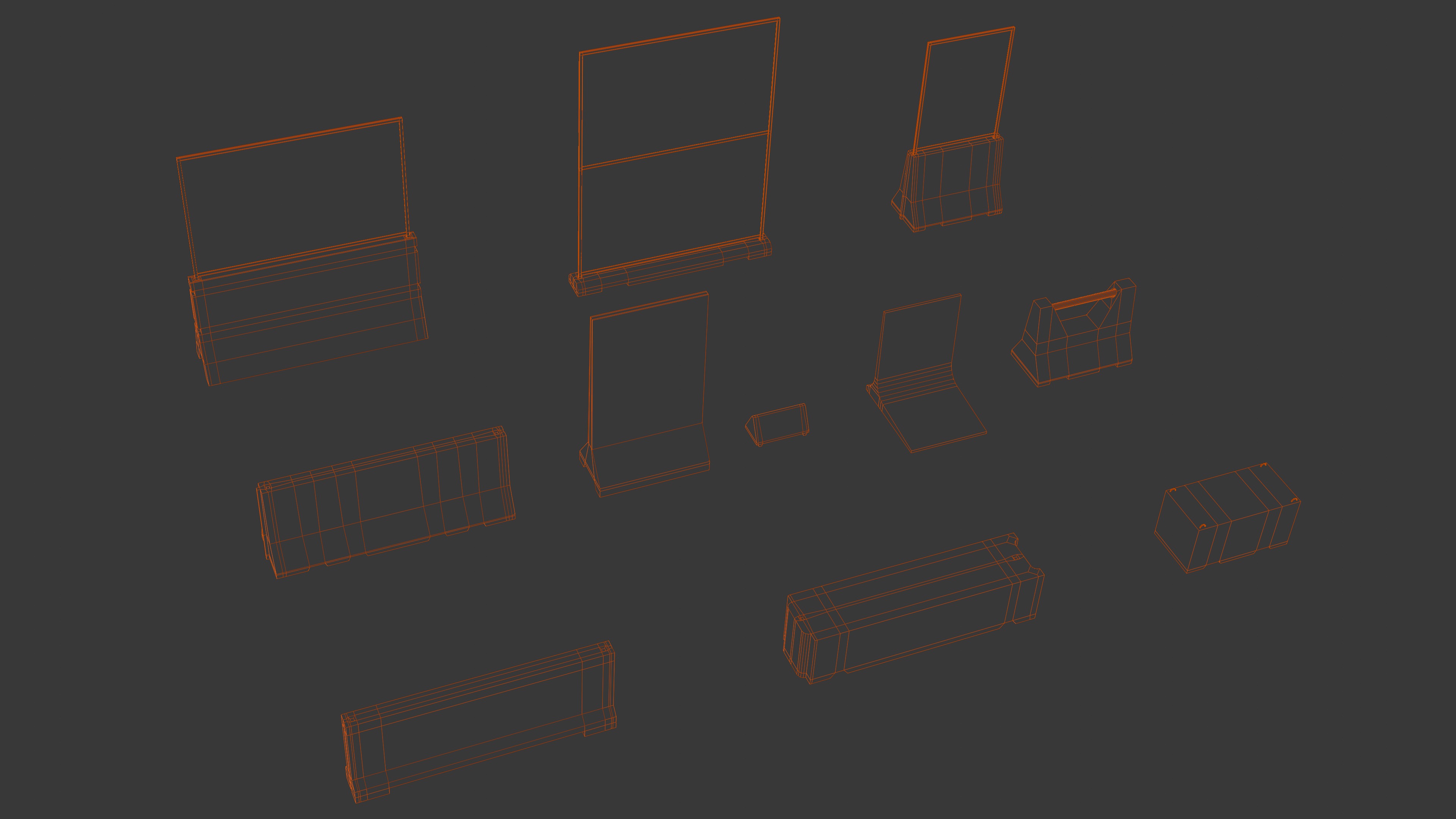 Dirty Concrete Street Barrier Collection Low-poly 3D model_1