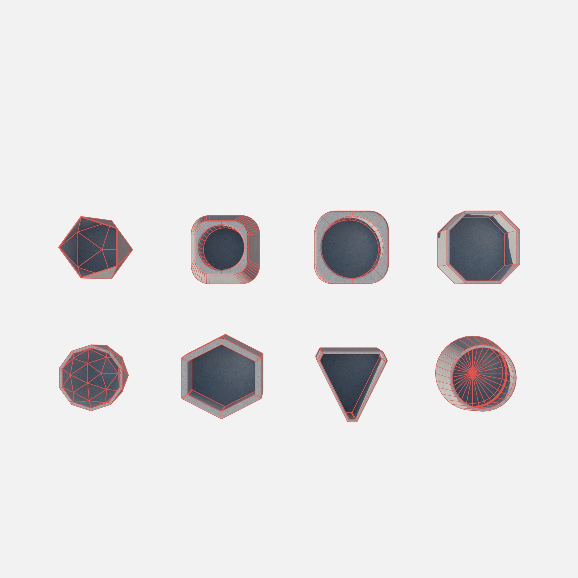 Cement pot Low-poly 3D model_5