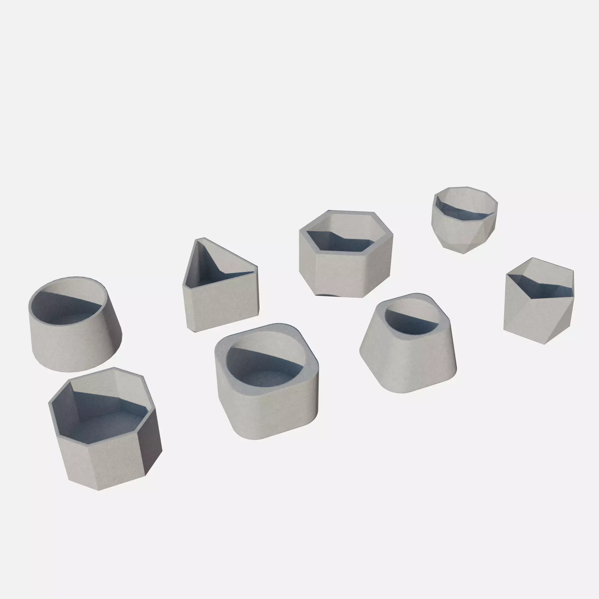 Cement pot Low-poly 3D model_0
