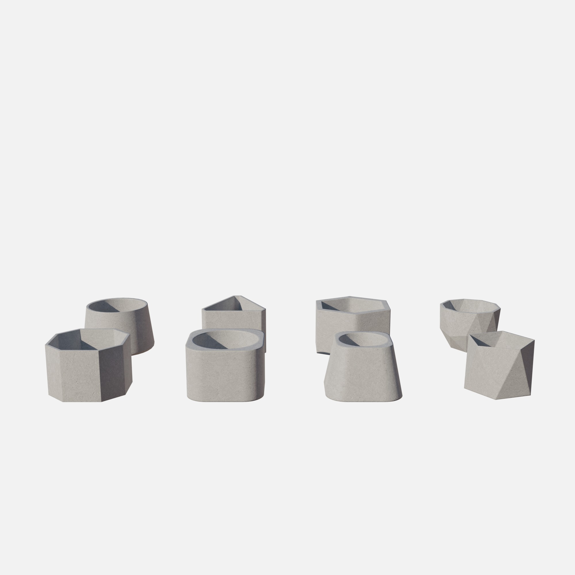 Cement pot Low-poly 3D model_1