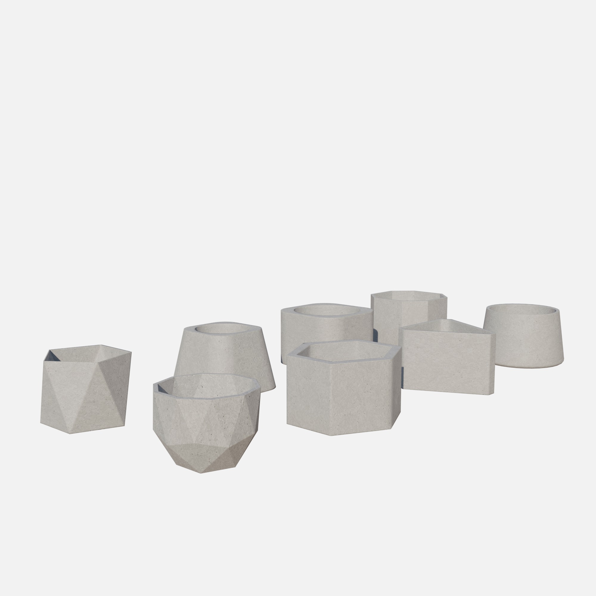 Cement pot Low-poly 3D model_3