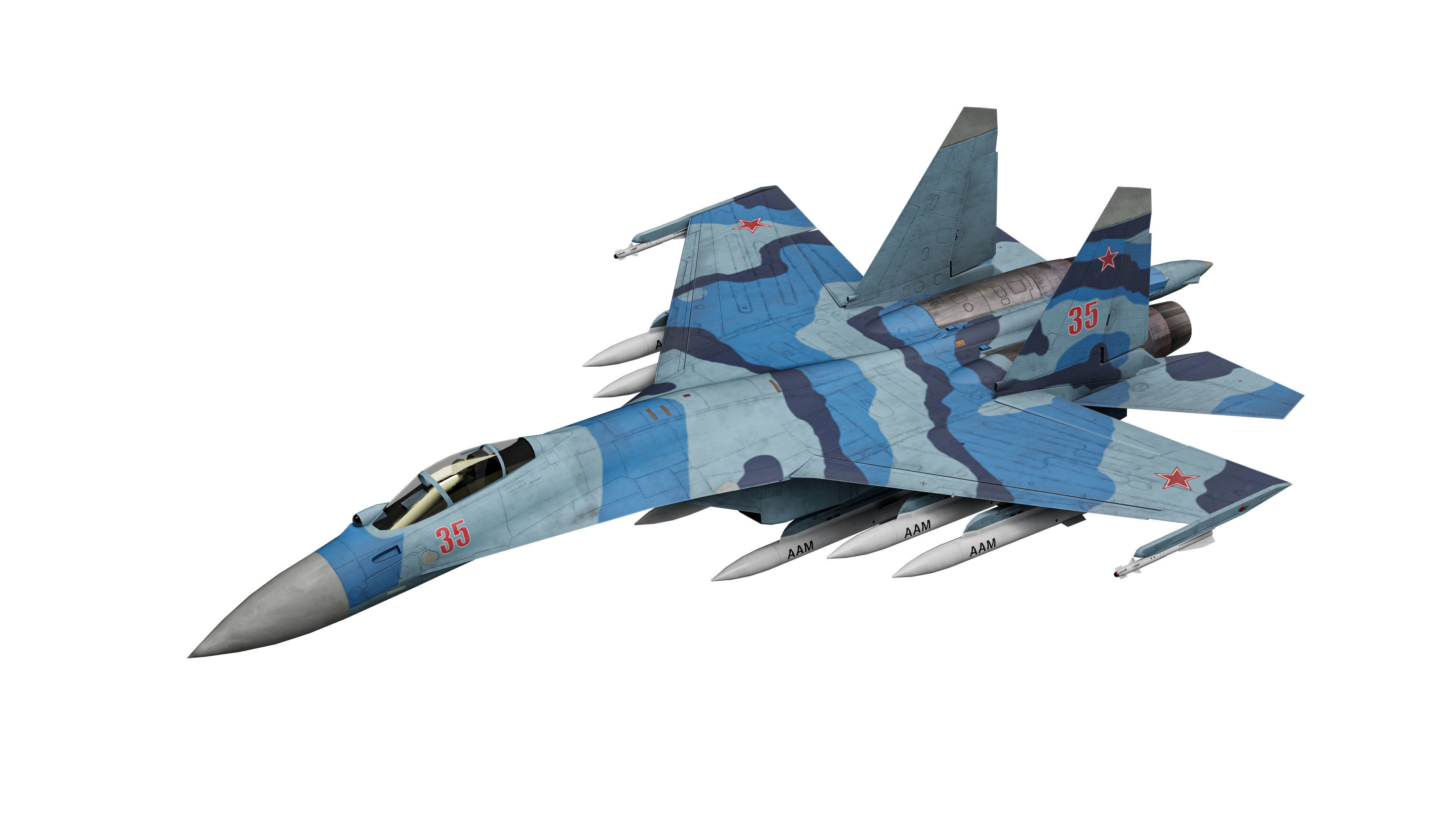  Su-35 Flanker-E Low-poly 3D model_2