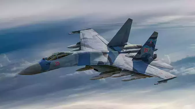  Su-35 Flanker-E Low-poly 3D model