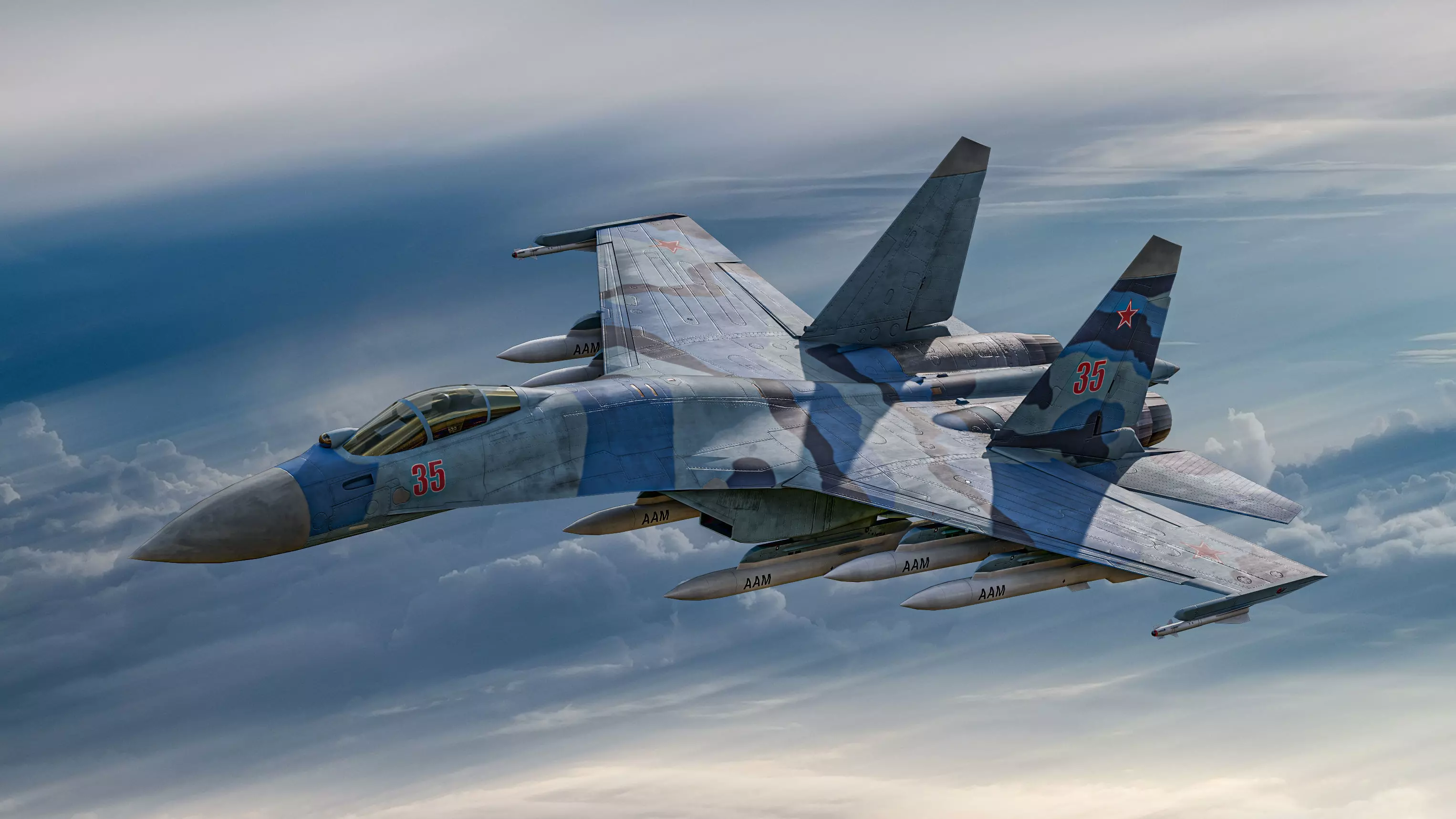  Su-35 Flanker-E Low-poly 3D model_0