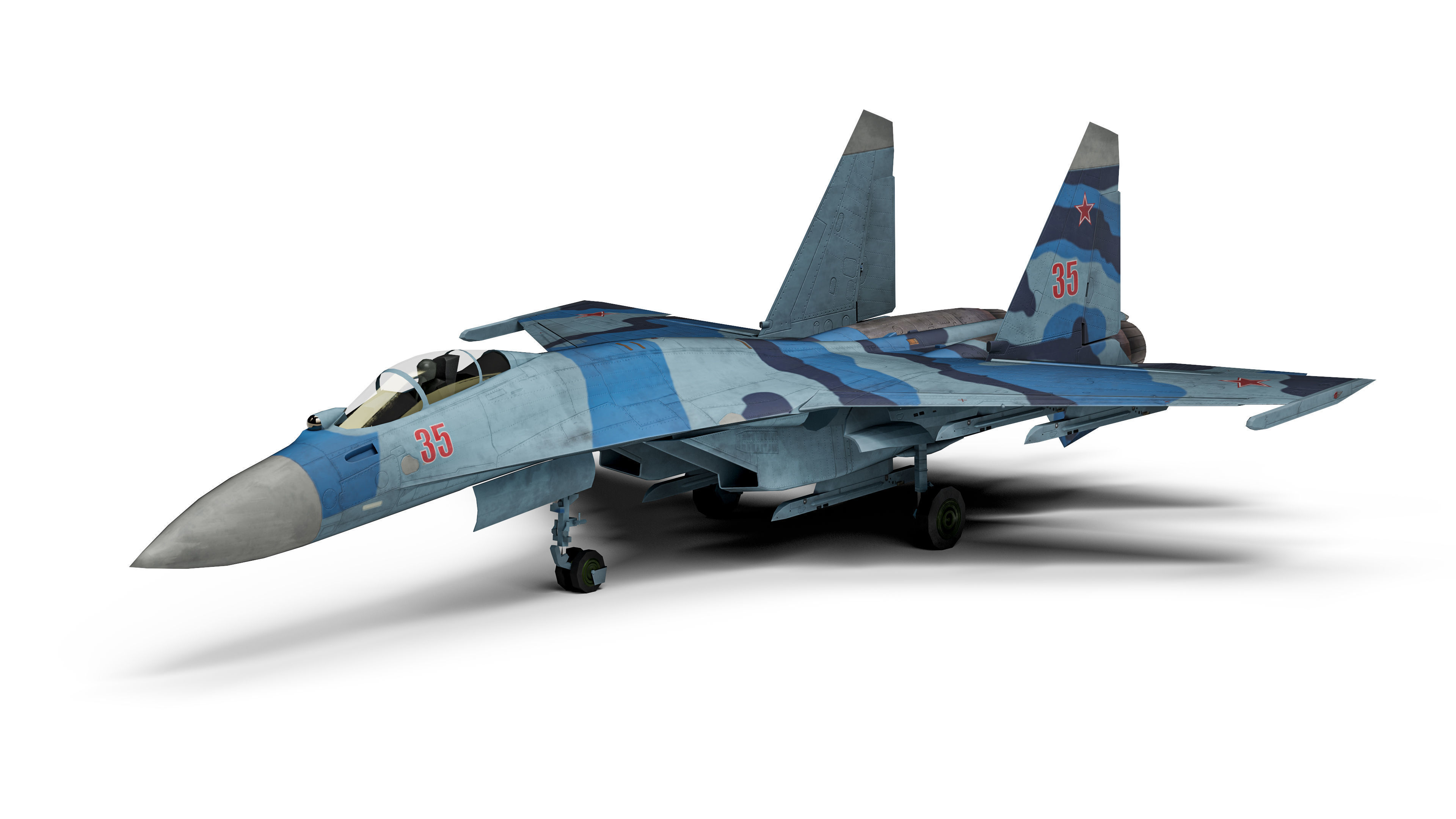  Su-35 Flanker-E Low-poly 3D model_12