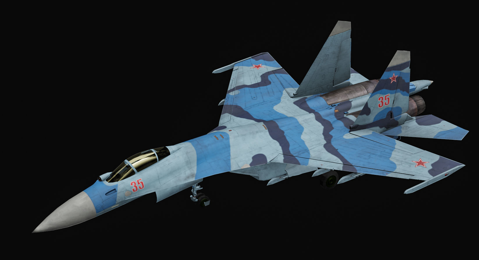  Su-35 Flanker-E Low-poly 3D model_16