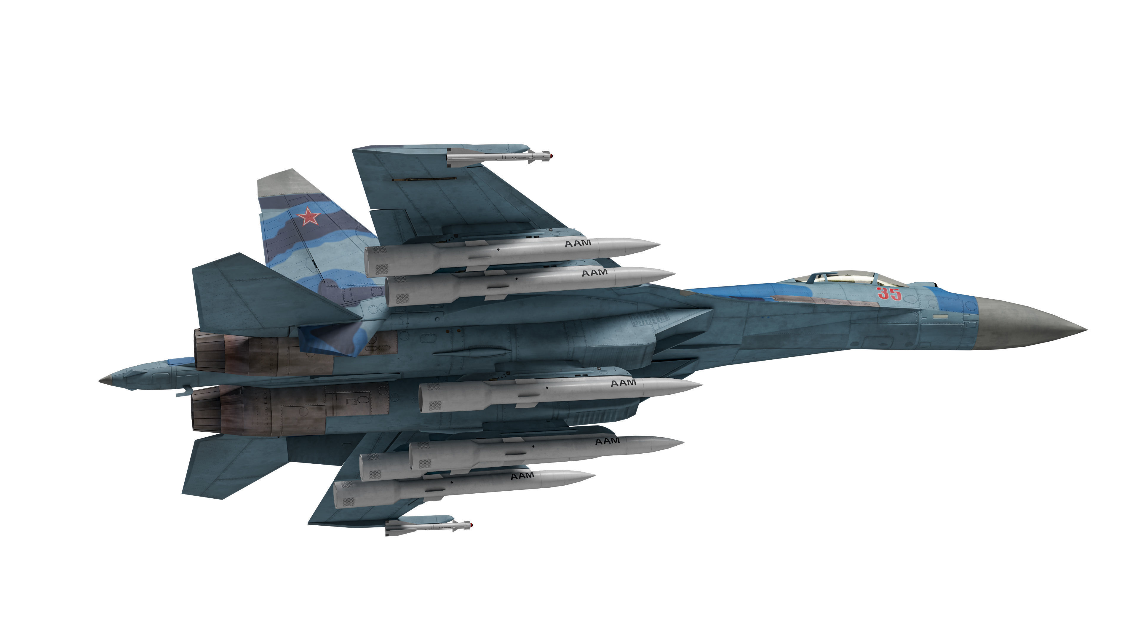  Su-35 Flanker-E Low-poly 3D model_7