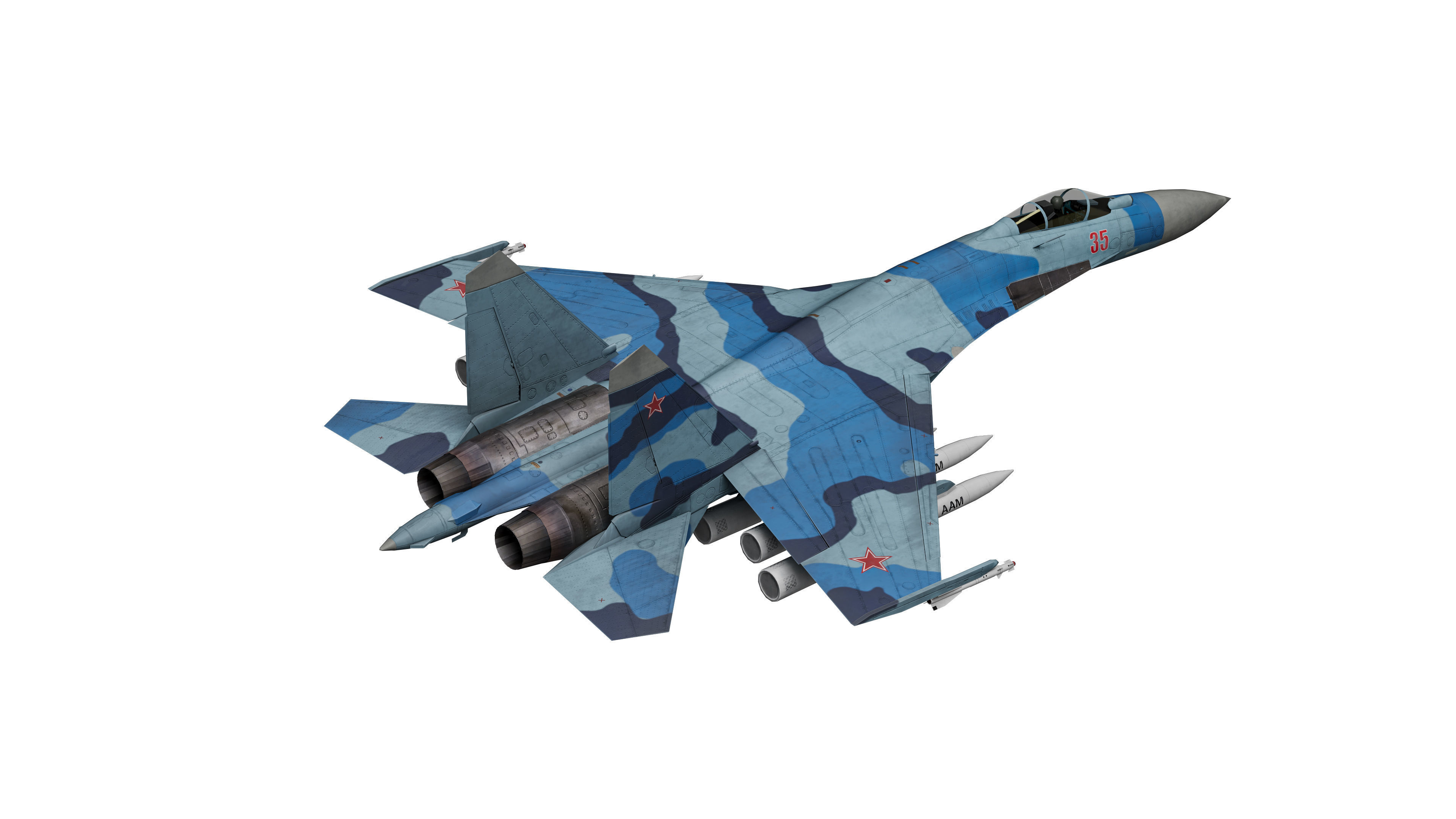  Su-35 Flanker-E Low-poly 3D model_4