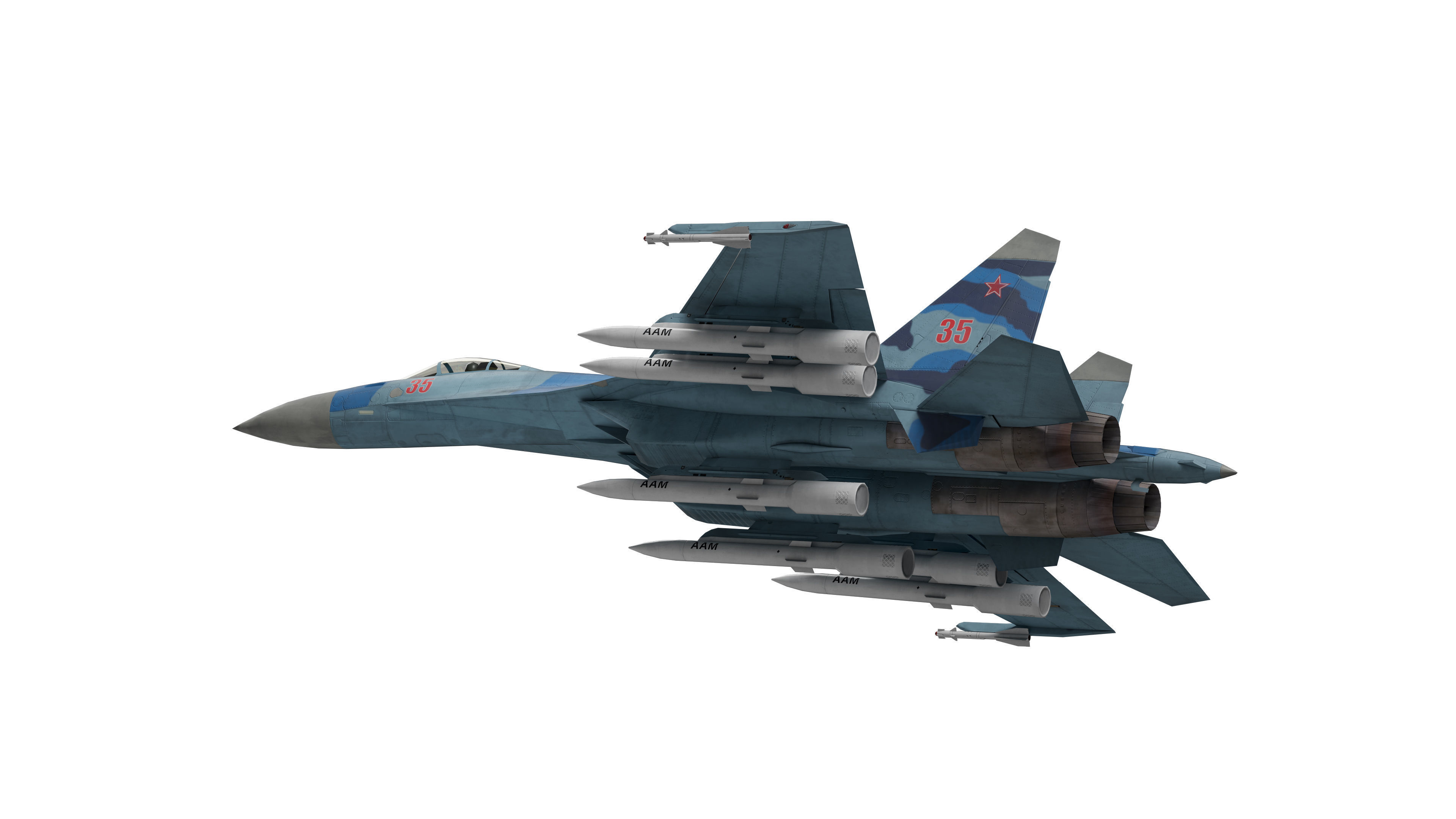  Su-35 Flanker-E Low-poly 3D model_6