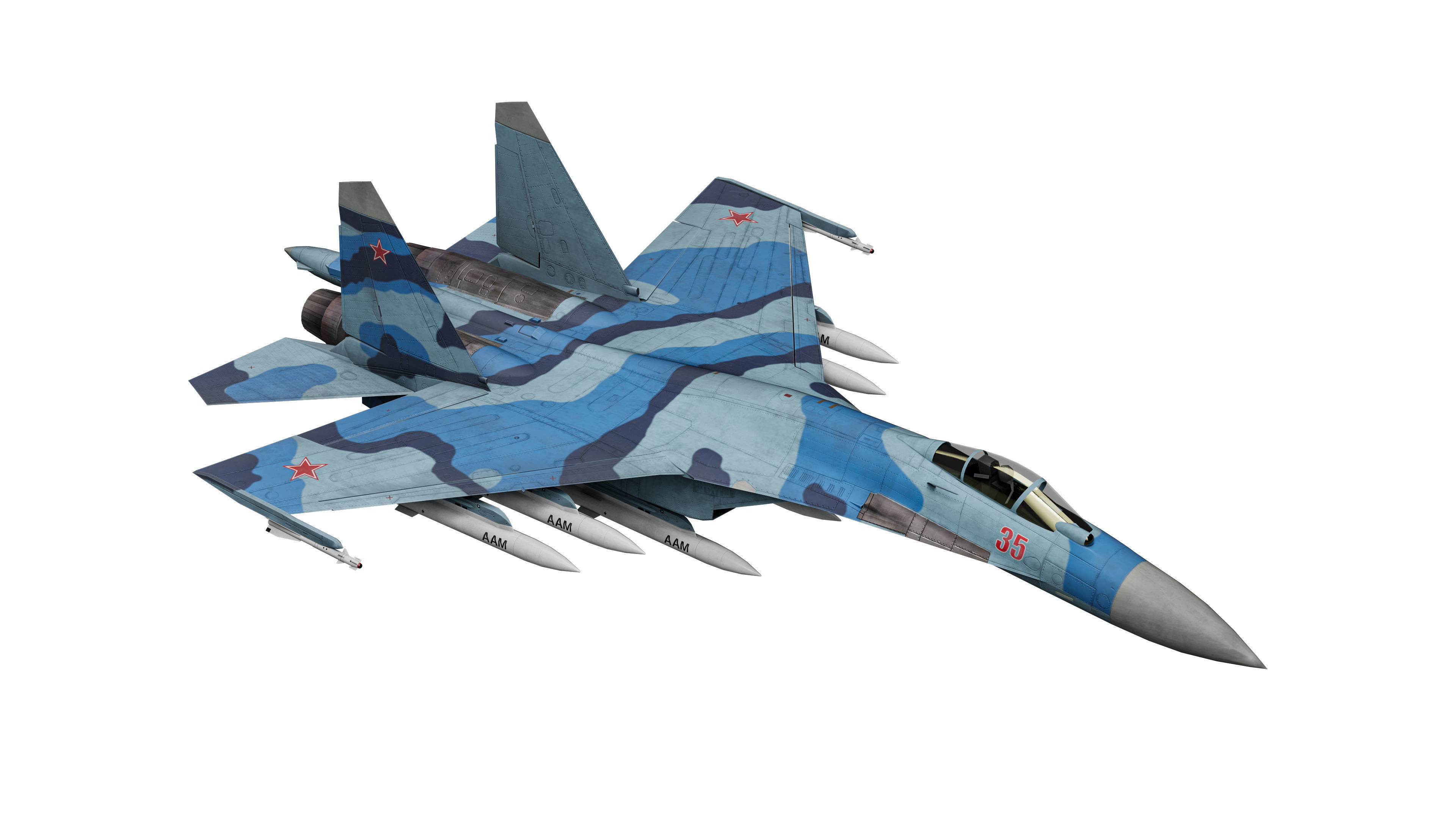  Su-35 Flanker-E Low-poly 3D model_1