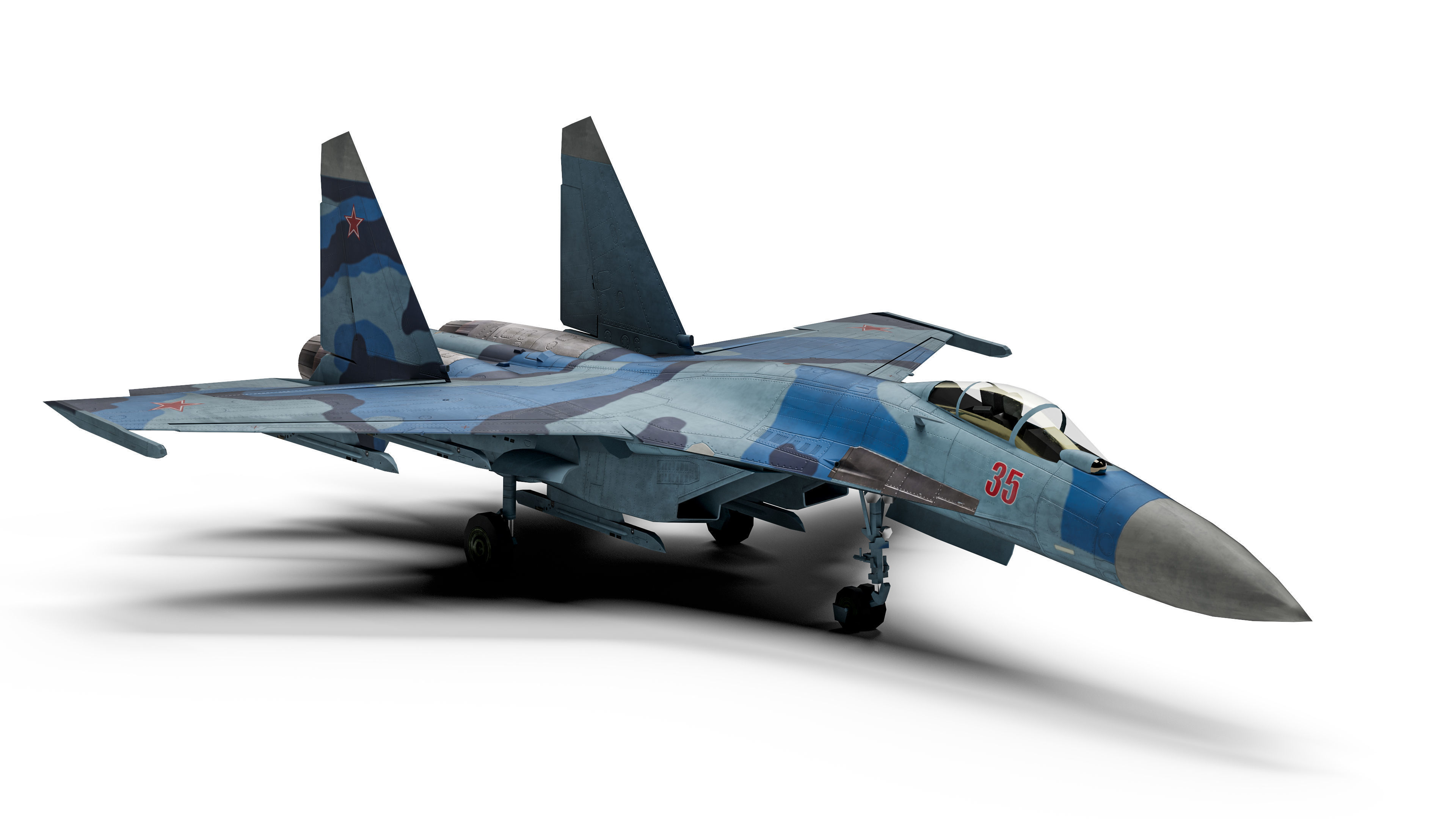  Su-35 Flanker-E Low-poly 3D model_13