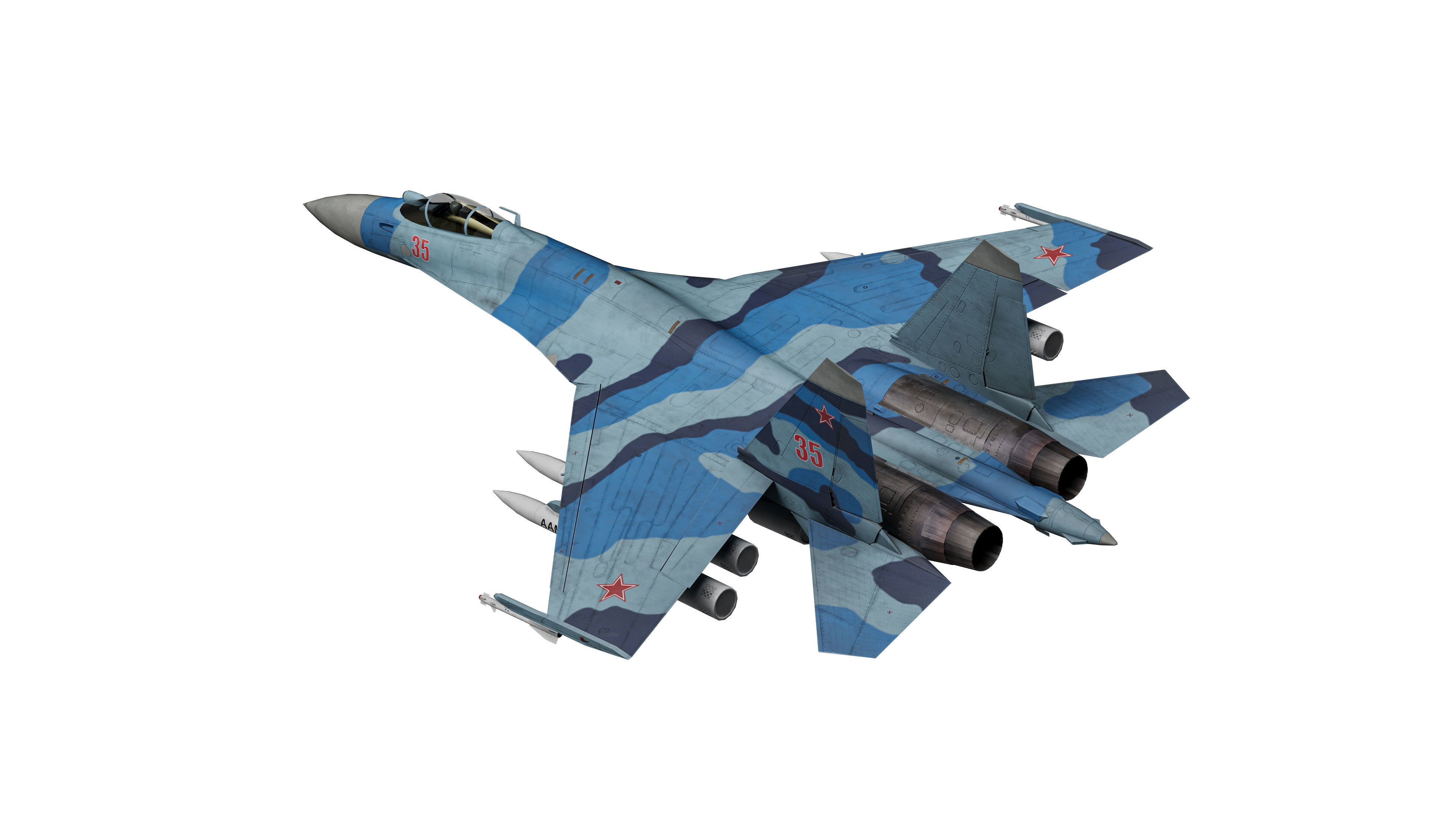  Su-35 Flanker-E Low-poly 3D model_3