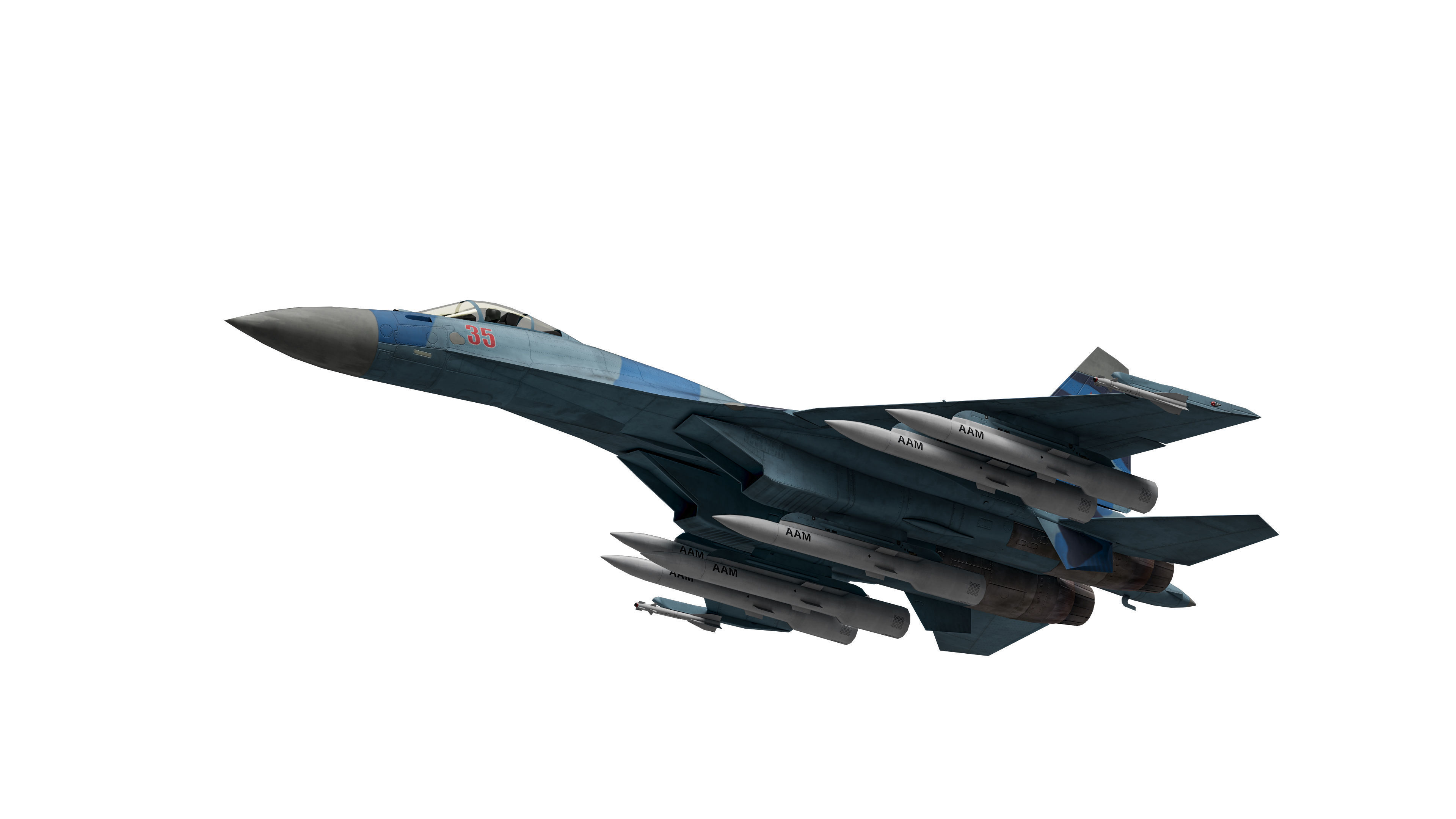  Su-35 Flanker-E Low-poly 3D model_5