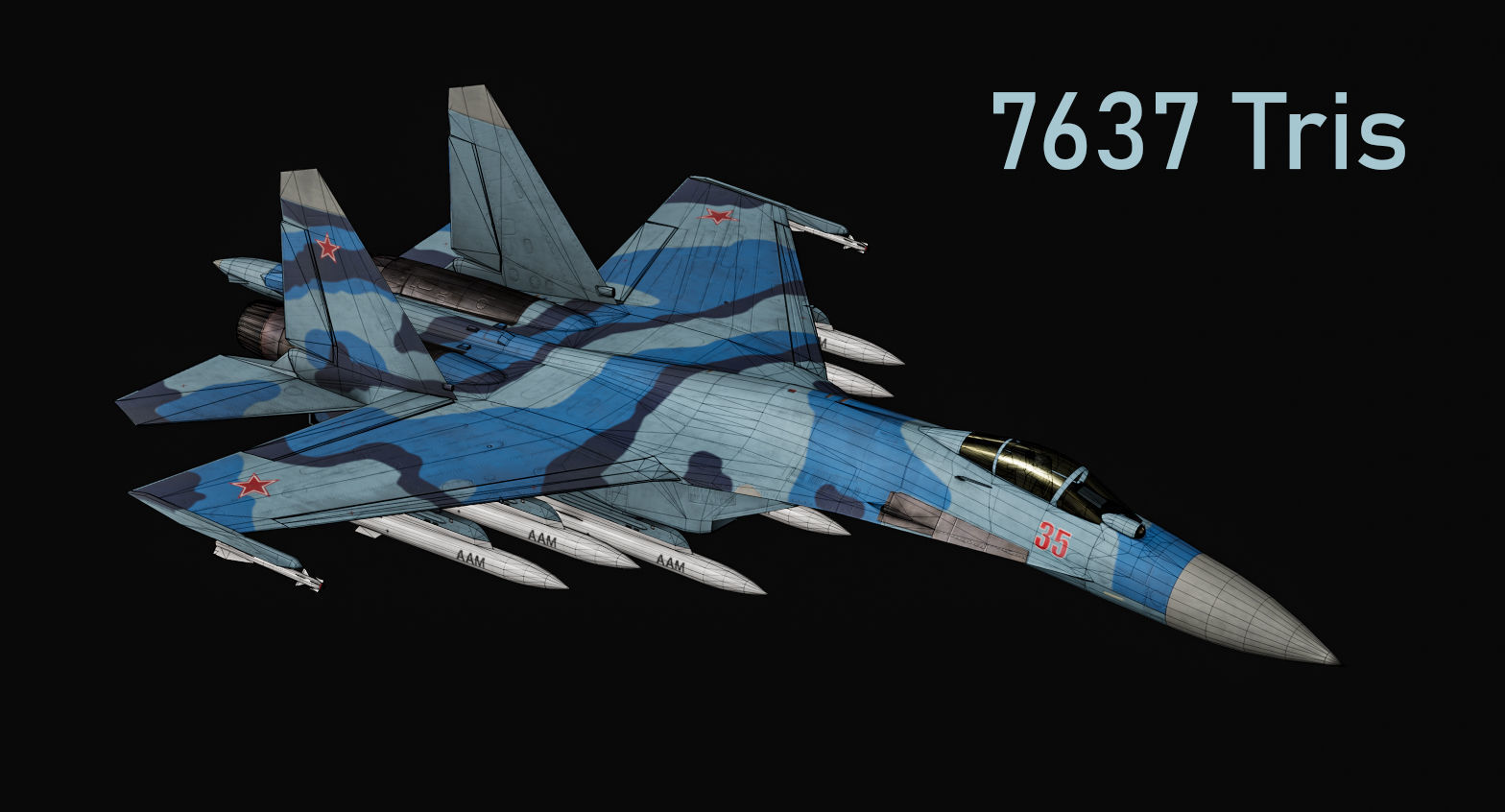  Su-35 Flanker-E Low-poly 3D model_17