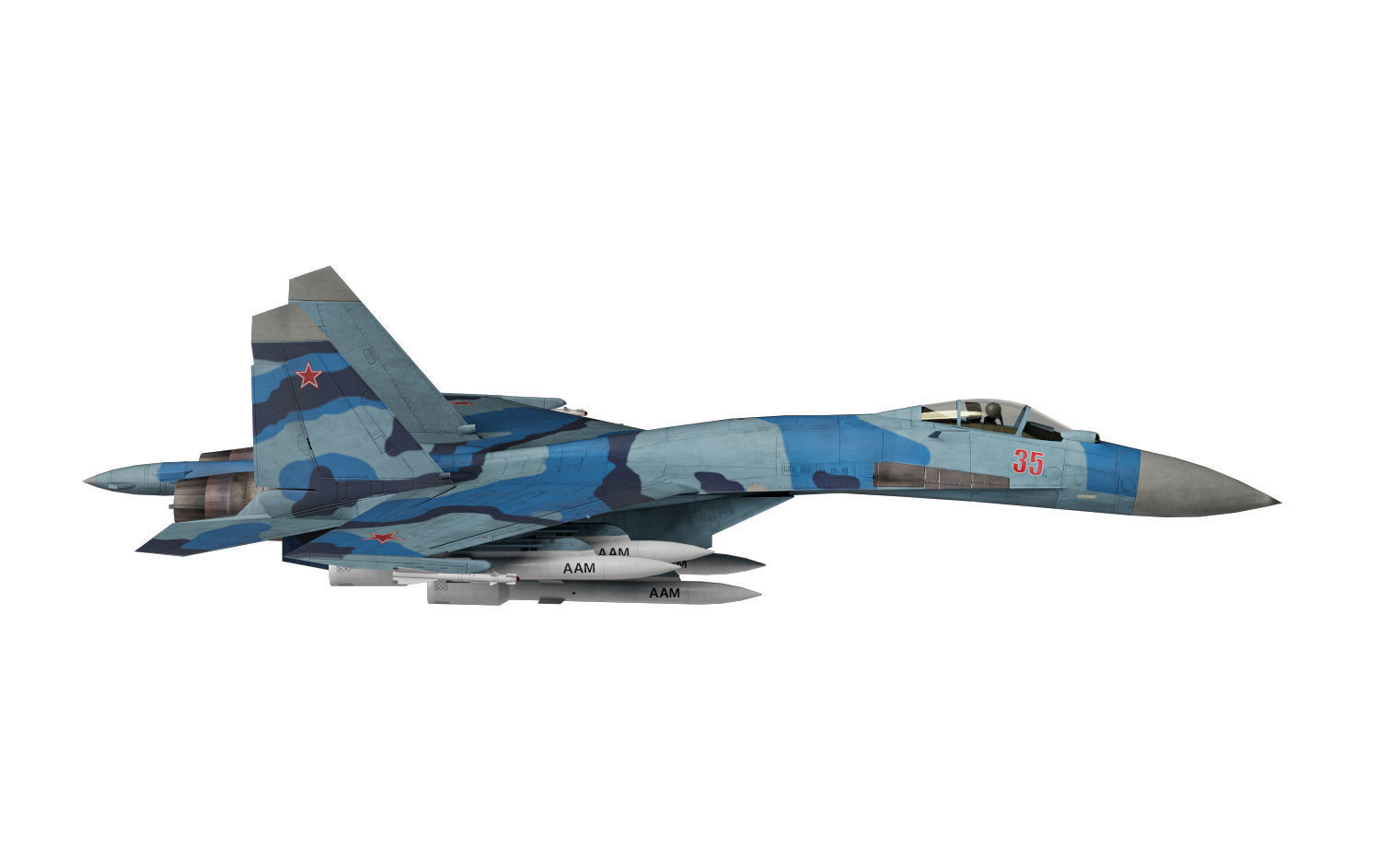  Su-35 Flanker-E Low-poly 3D model_9