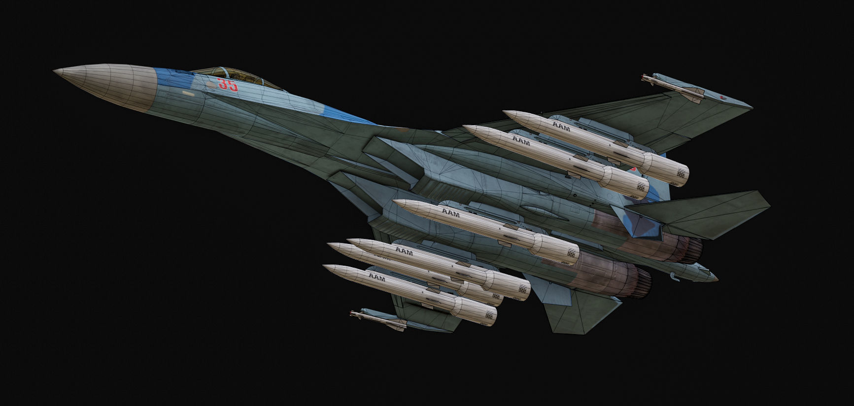  Su-35 Flanker-E Low-poly 3D model_18