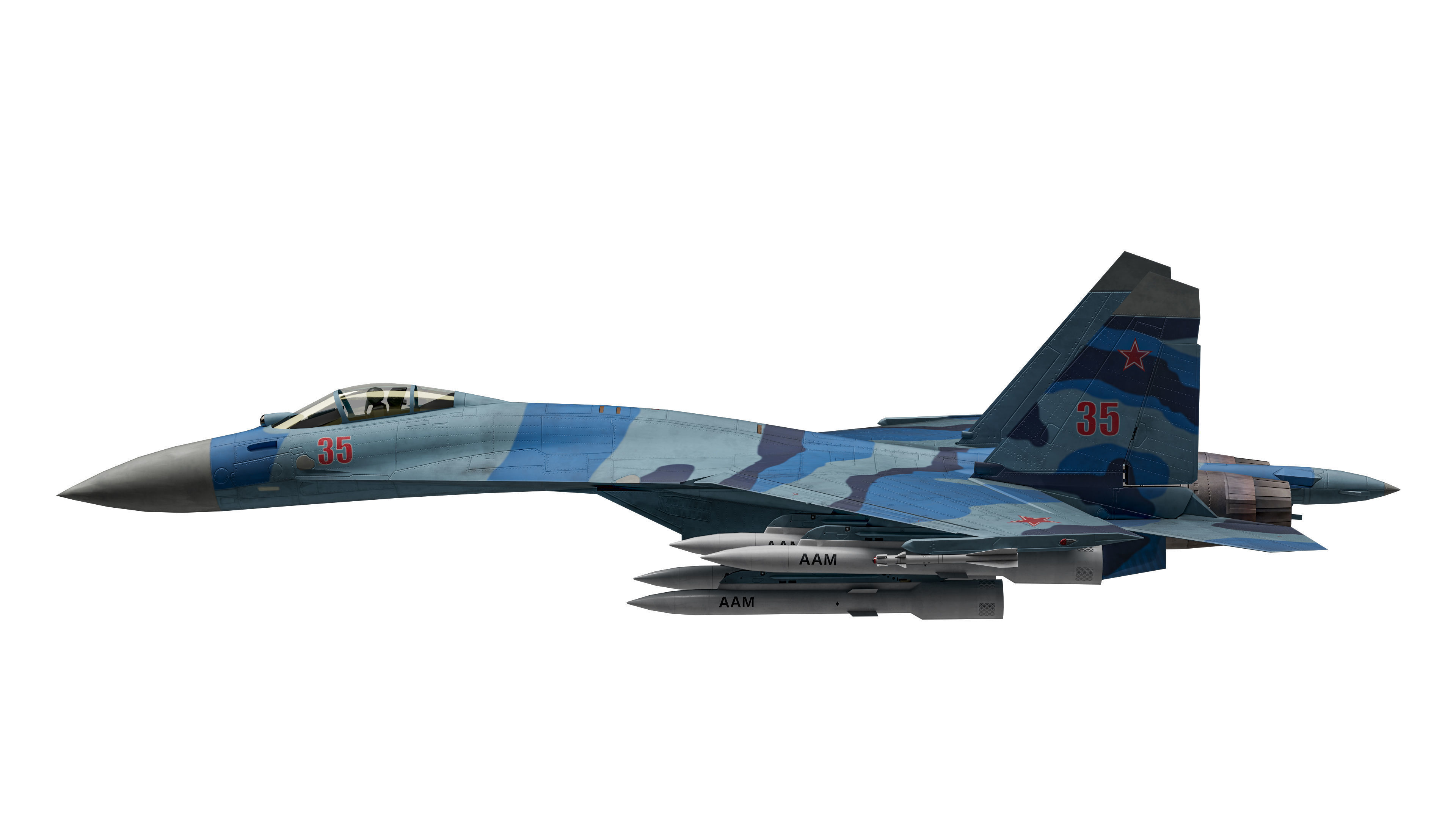  Su-35 Flanker-E Low-poly 3D model_8