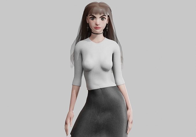 sweet cute Woman V35913  Low-poly 3D model